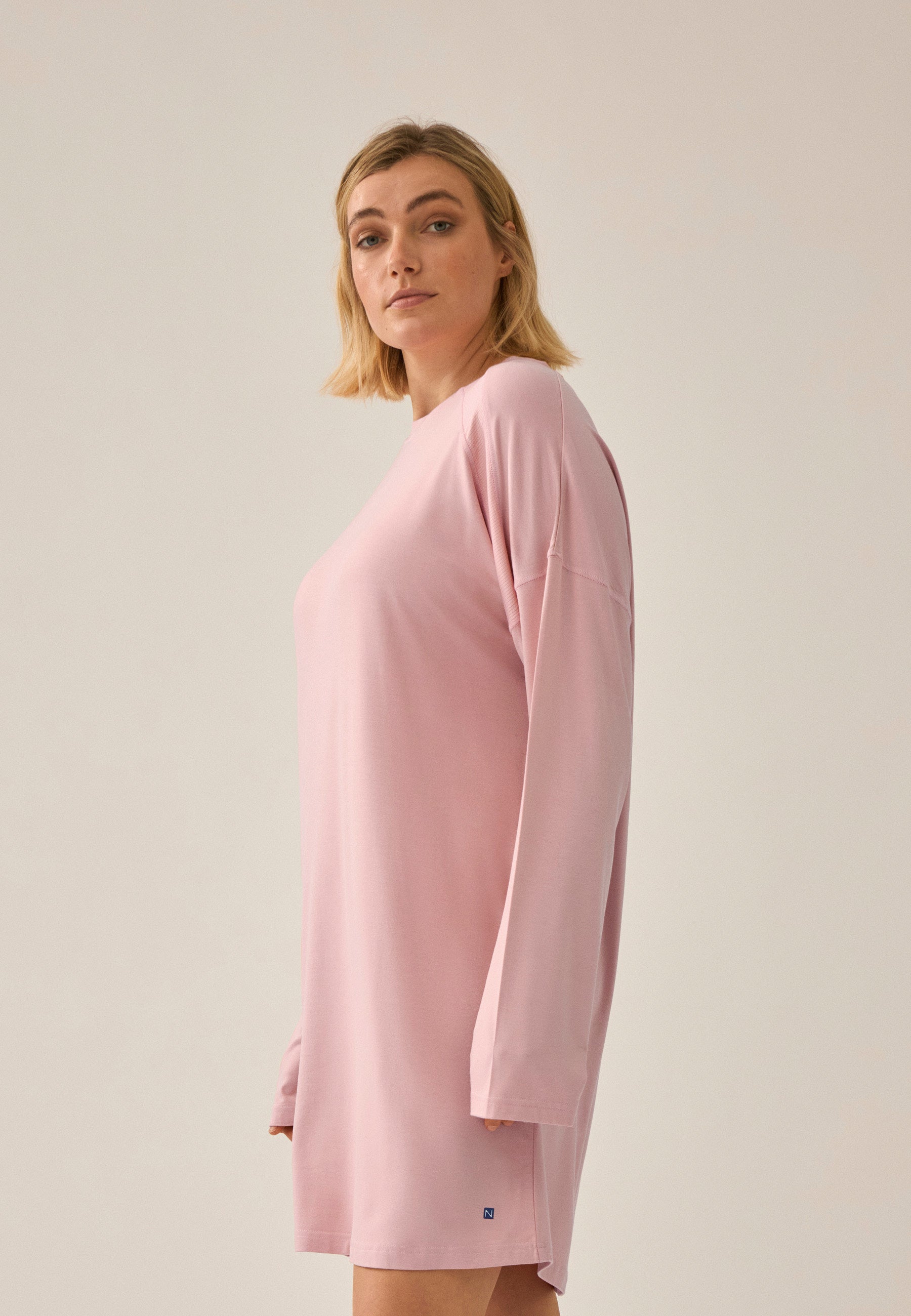 Long-Sleeve Bigshirt with Mesh Insert - Pink Rose