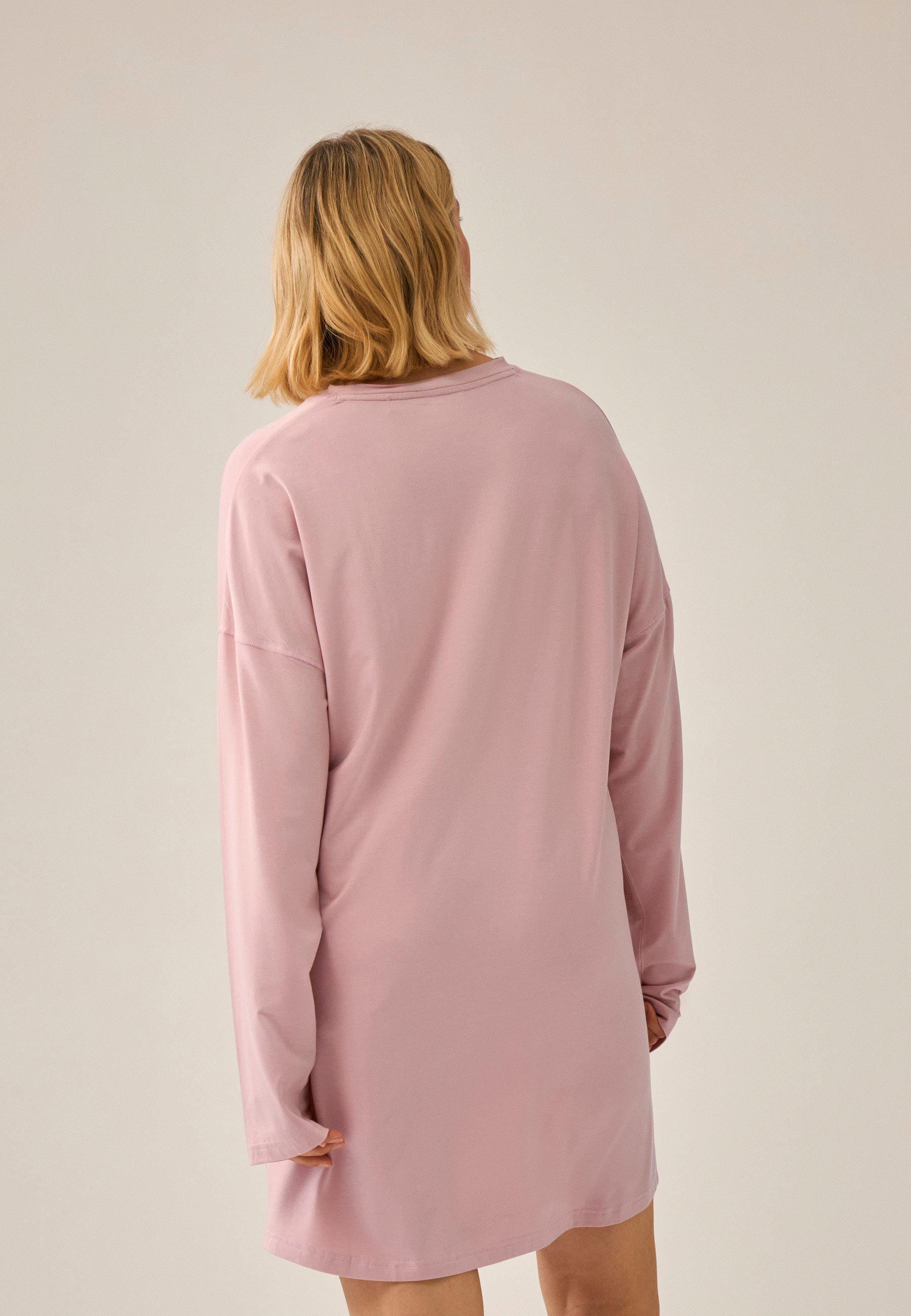 Langarm Bigshirt mit Mesh-Einsatz - Pink Rose