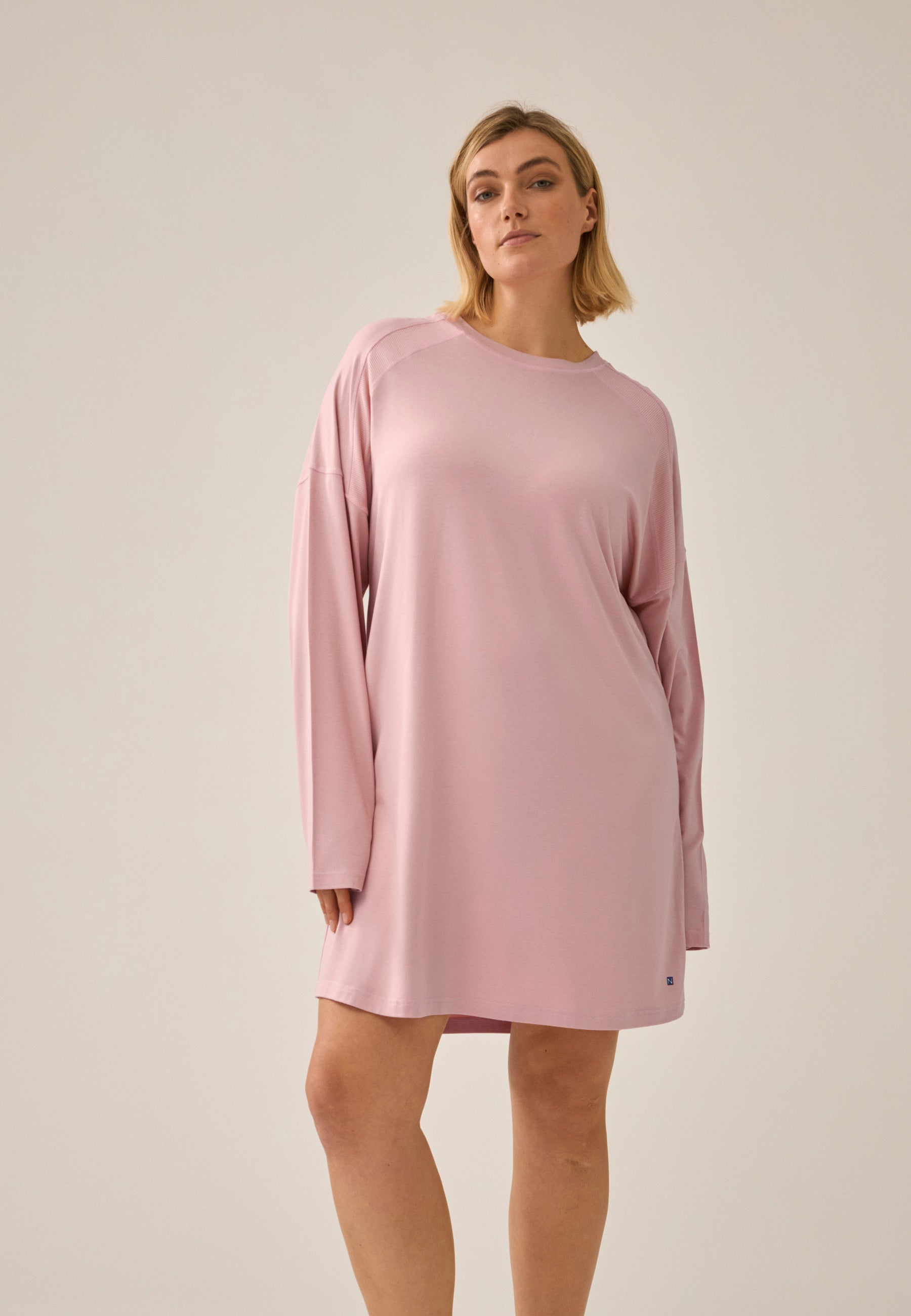 Long-Sleeve Bigshirt with Mesh Insert - Pink Rose