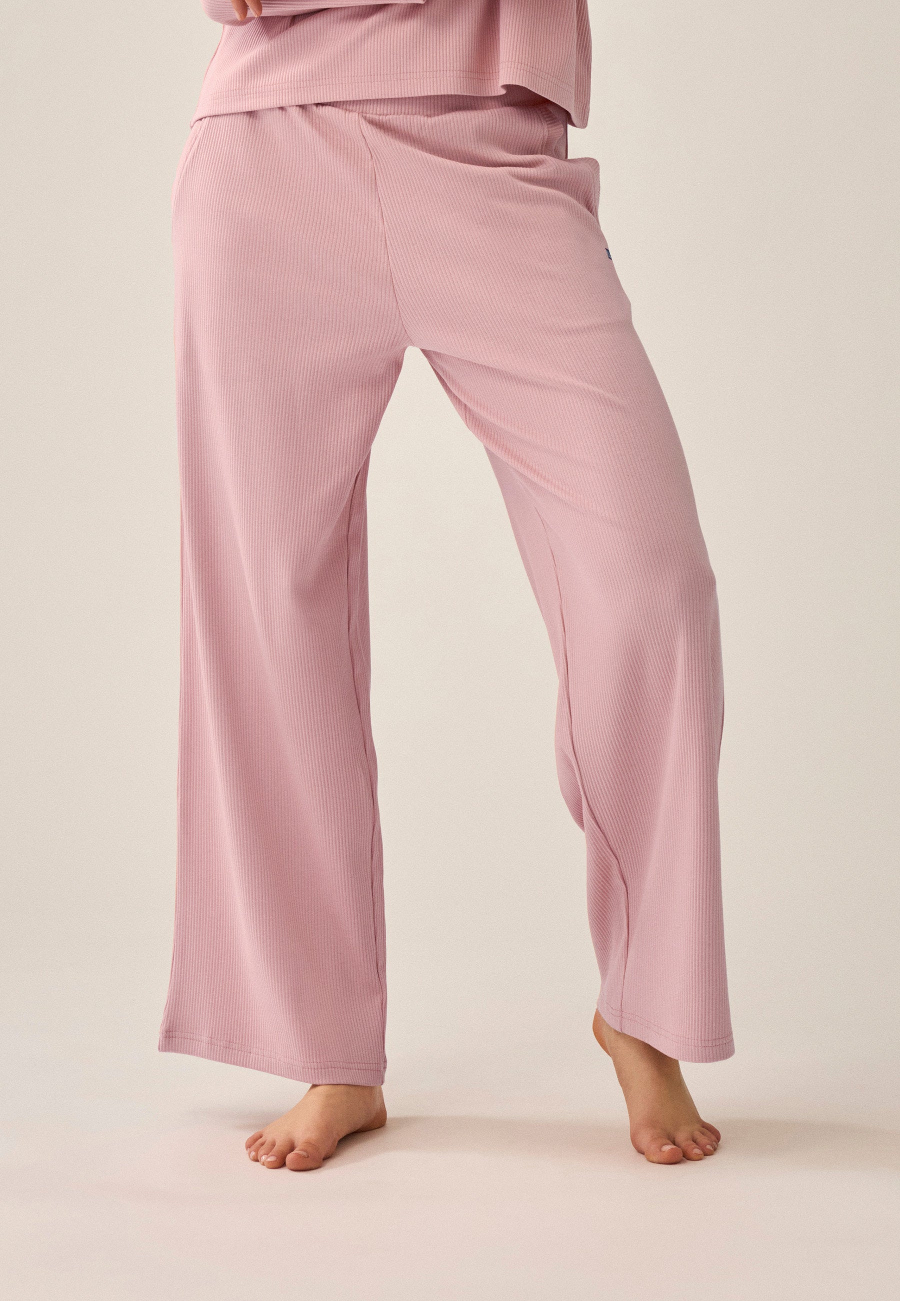 Ribbed long trousers - Pink rose