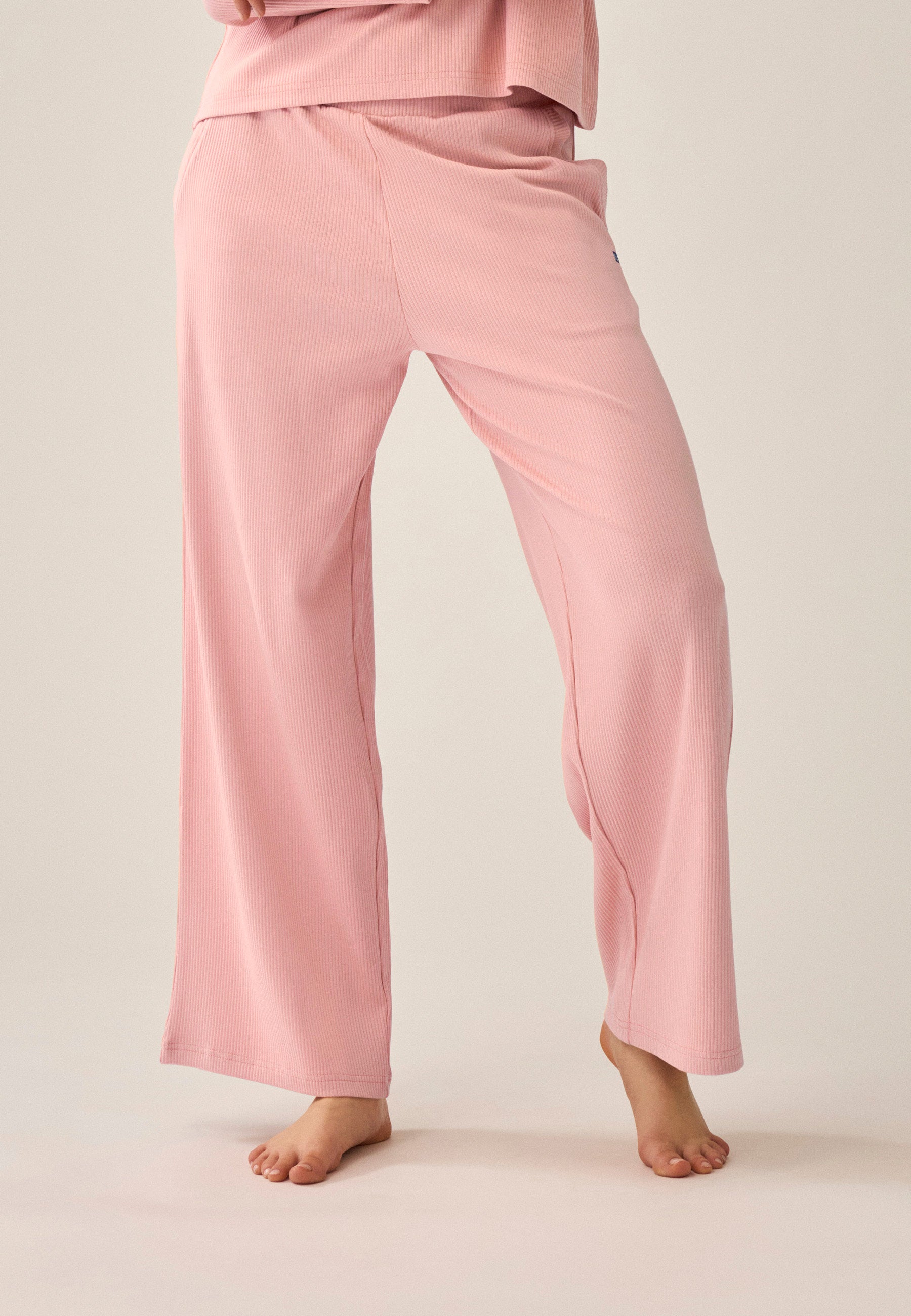 Lange Hose gerippt - Pink rose