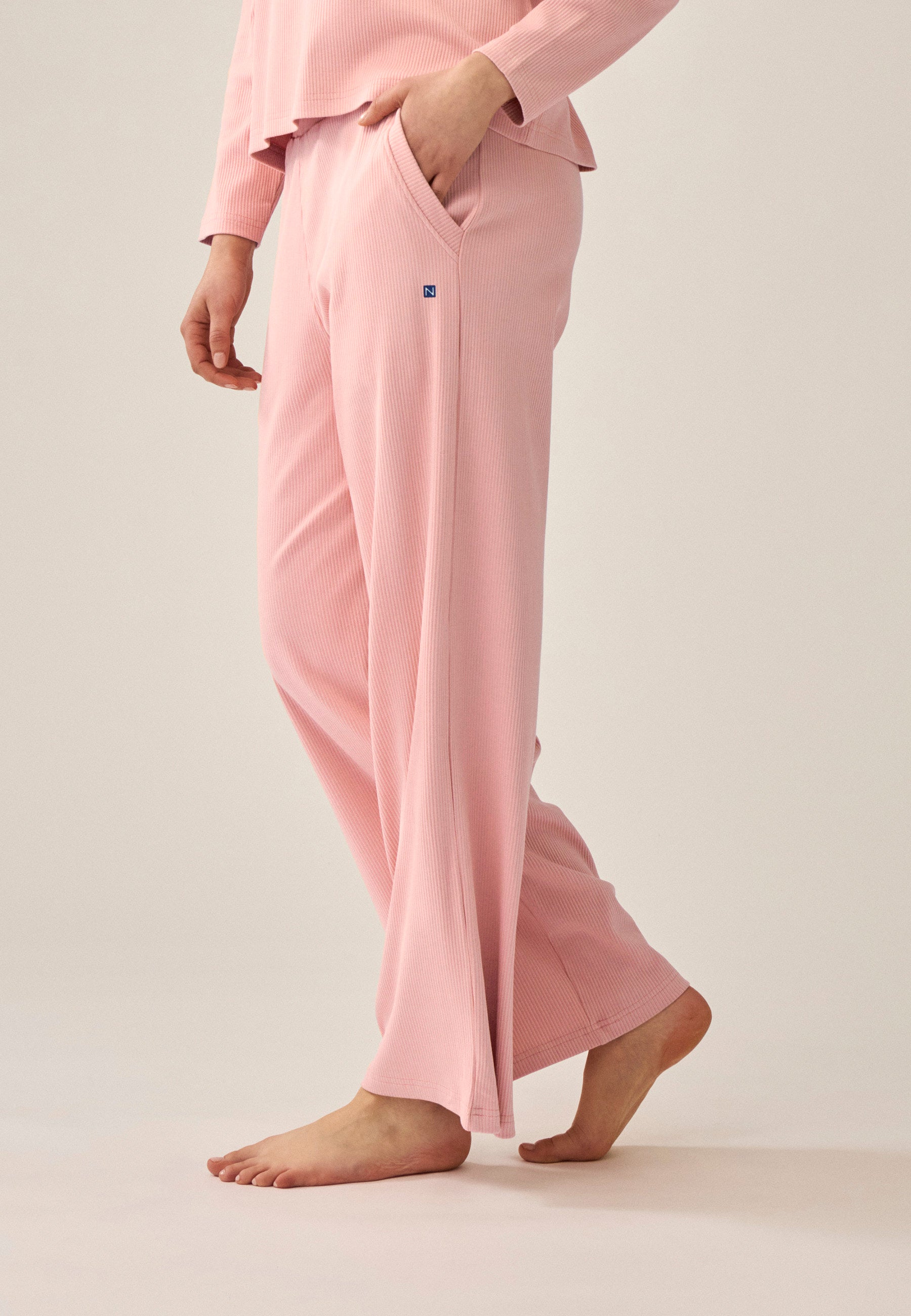 Lange Hose gerippt - Pink rose