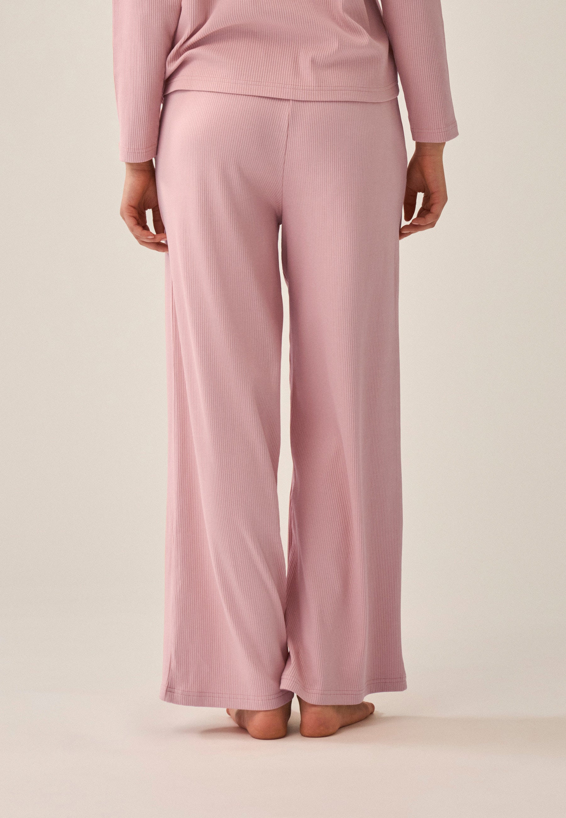 Ribbed long trousers - Pink rose