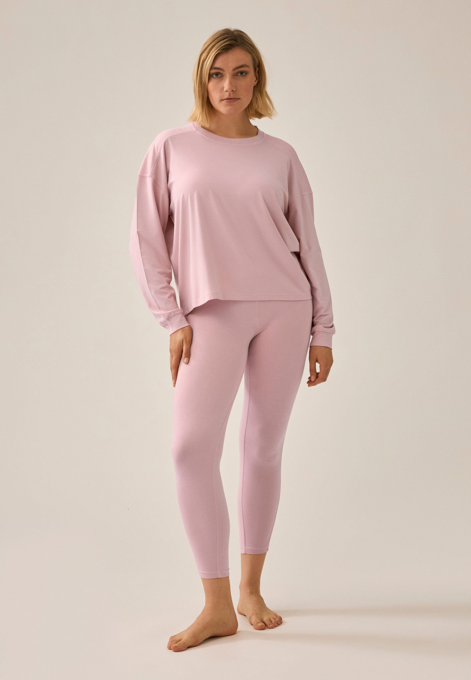 Leggings with Mesh Insert - Pink Rose