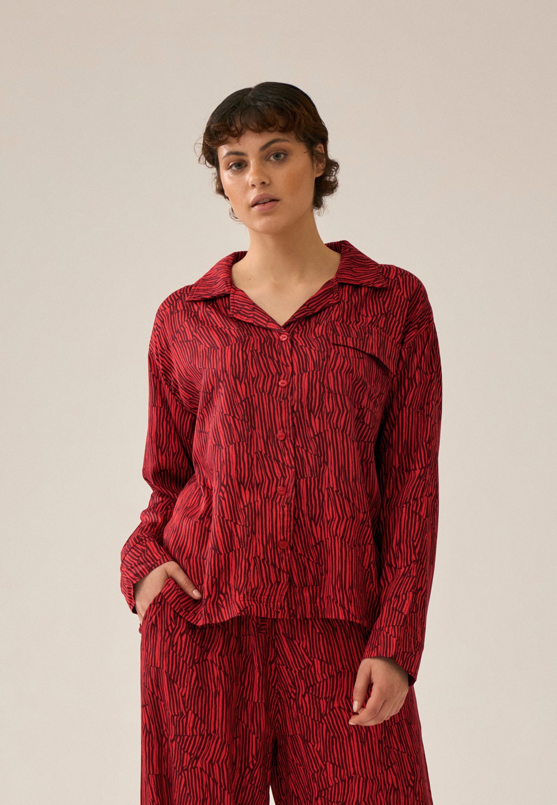 Oversized Long-Sleeve Shirt - Negroni Print