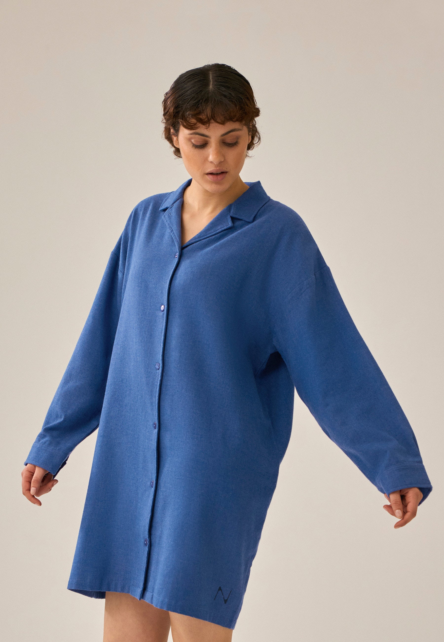 Langarm Bigshirt - Deep Cobalt Melange