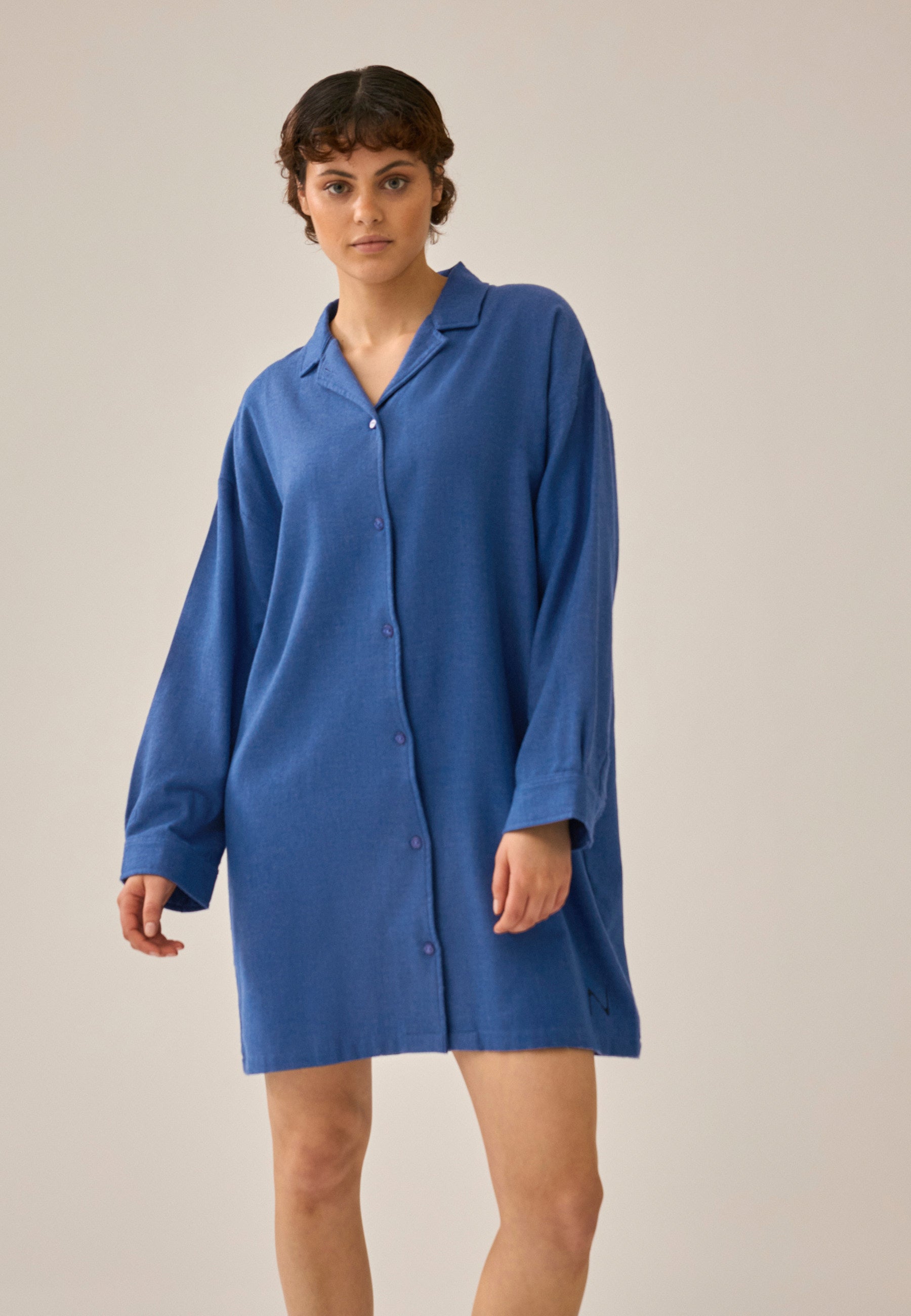 Langarm Bigshirt - Deep Cobalt Melange