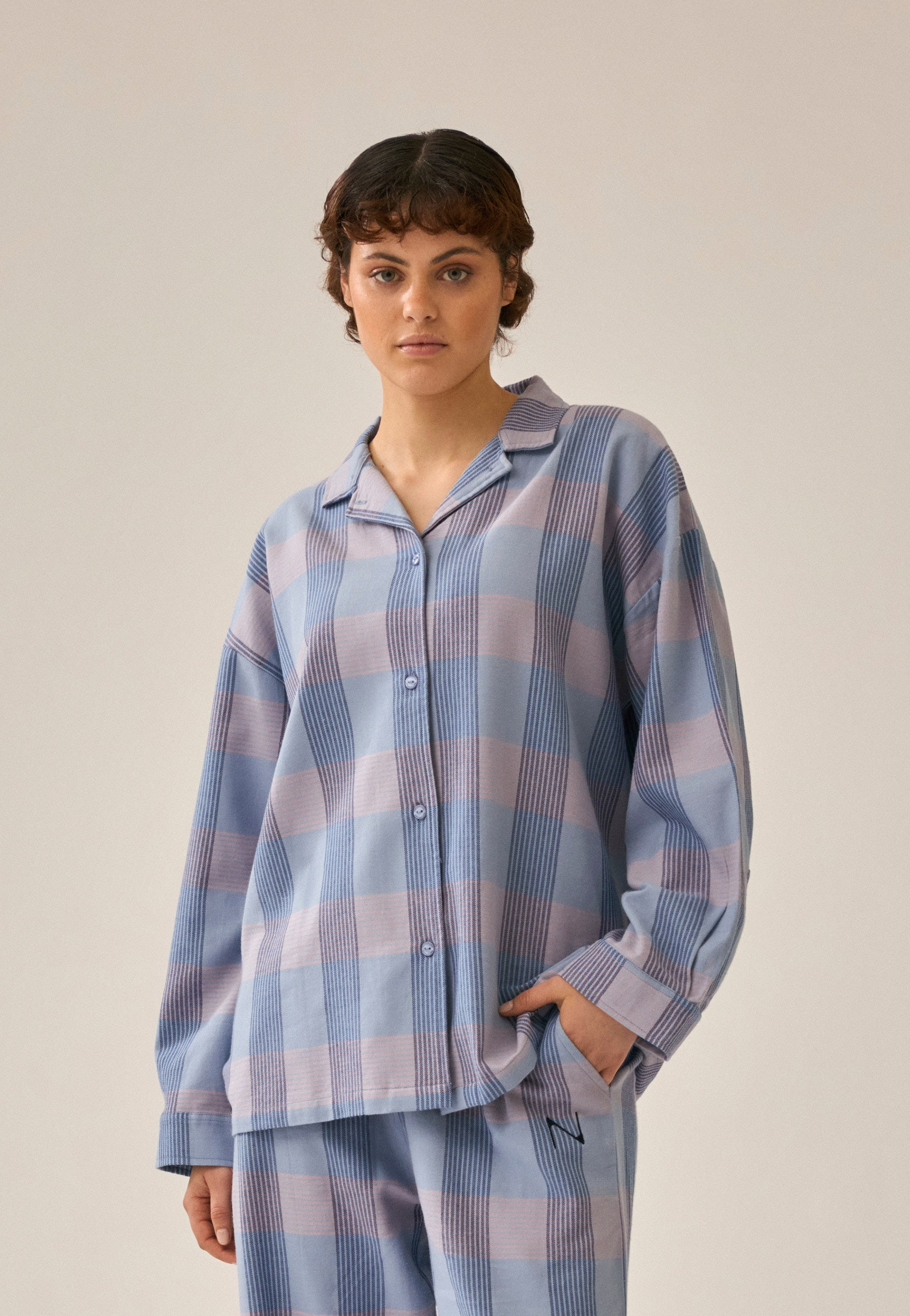 Oversized Long-Sleeve Shirt - Swimming Pool Check