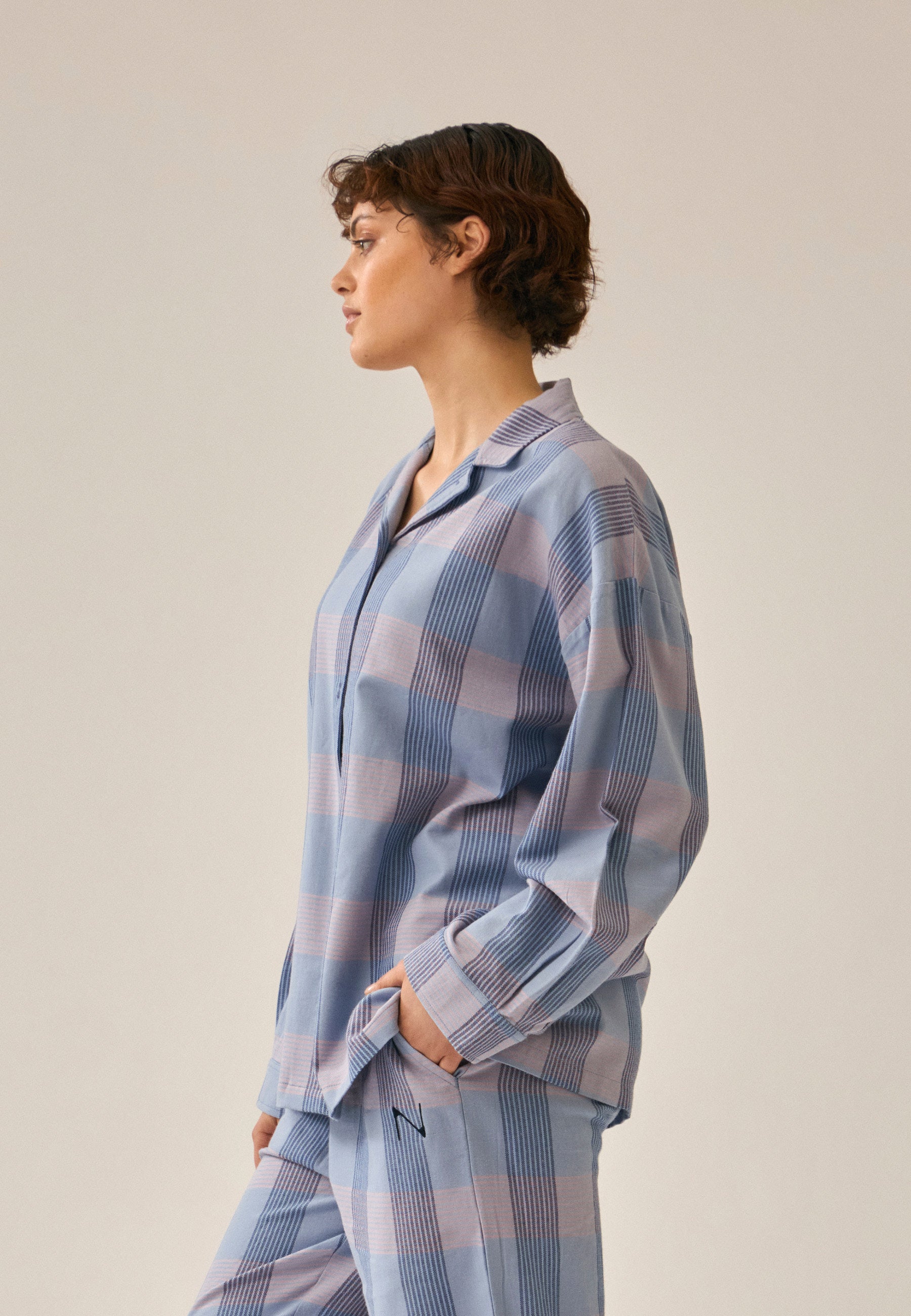 Oversized Long-Sleeve Shirt - Swimming Pool Check