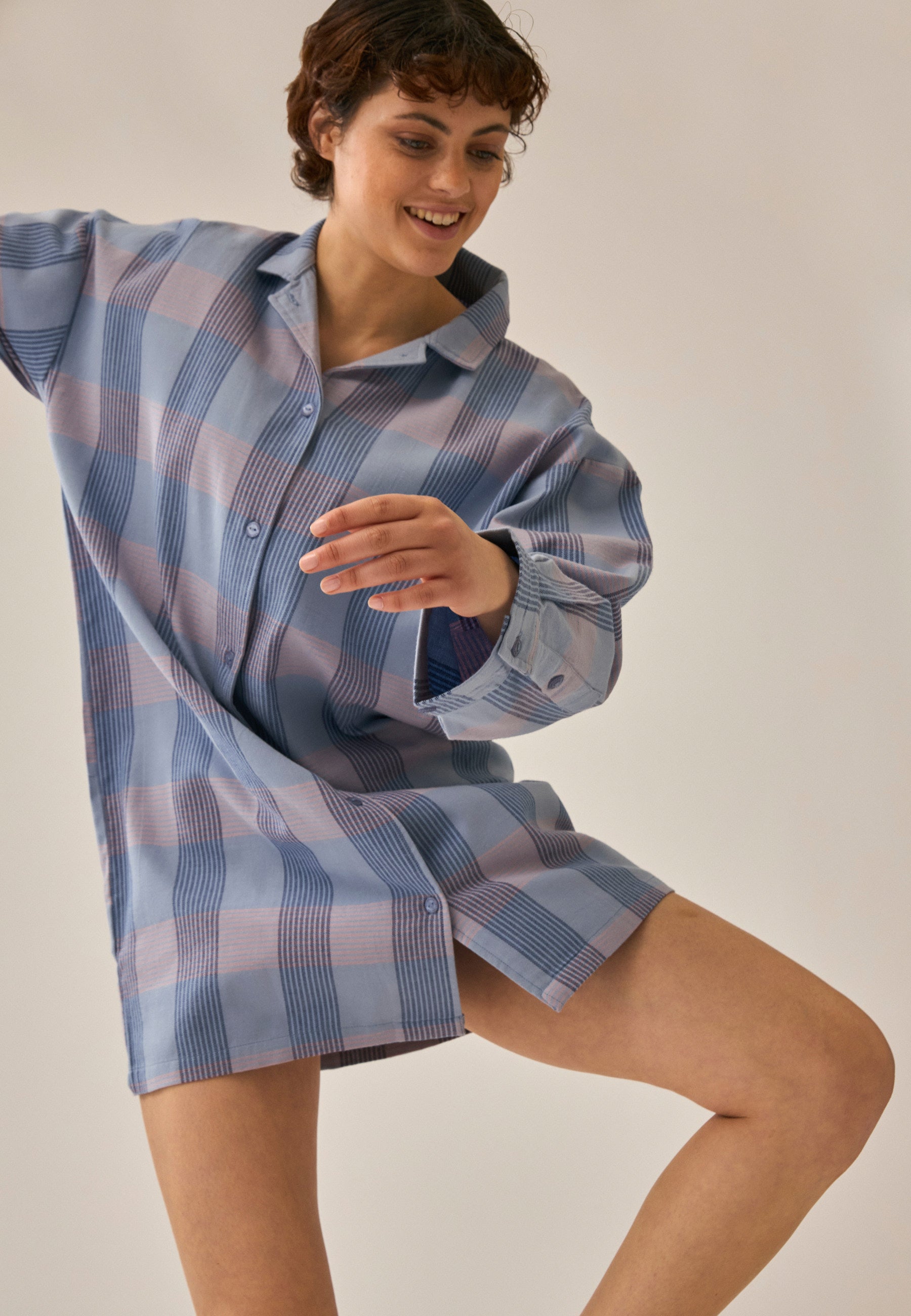 Langarm Bigshirt kariert - Swimming Pool Check