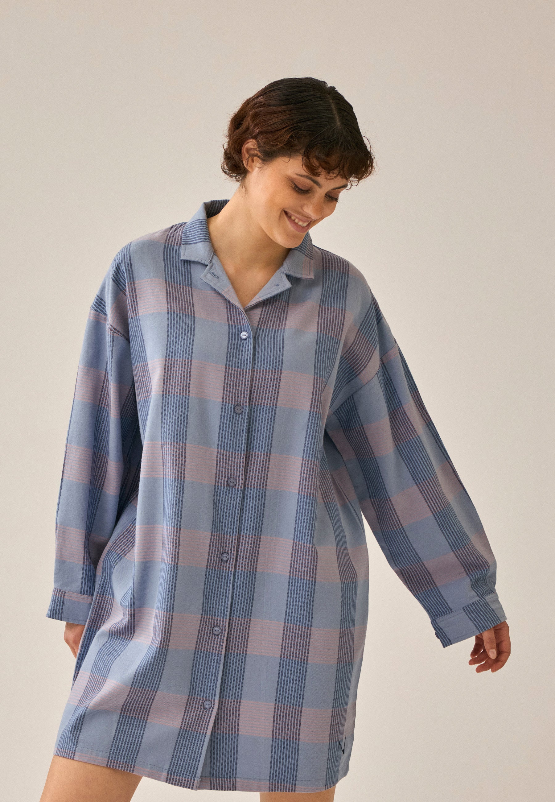 Langarm Bigshirt kariert - Swimming Pool Check