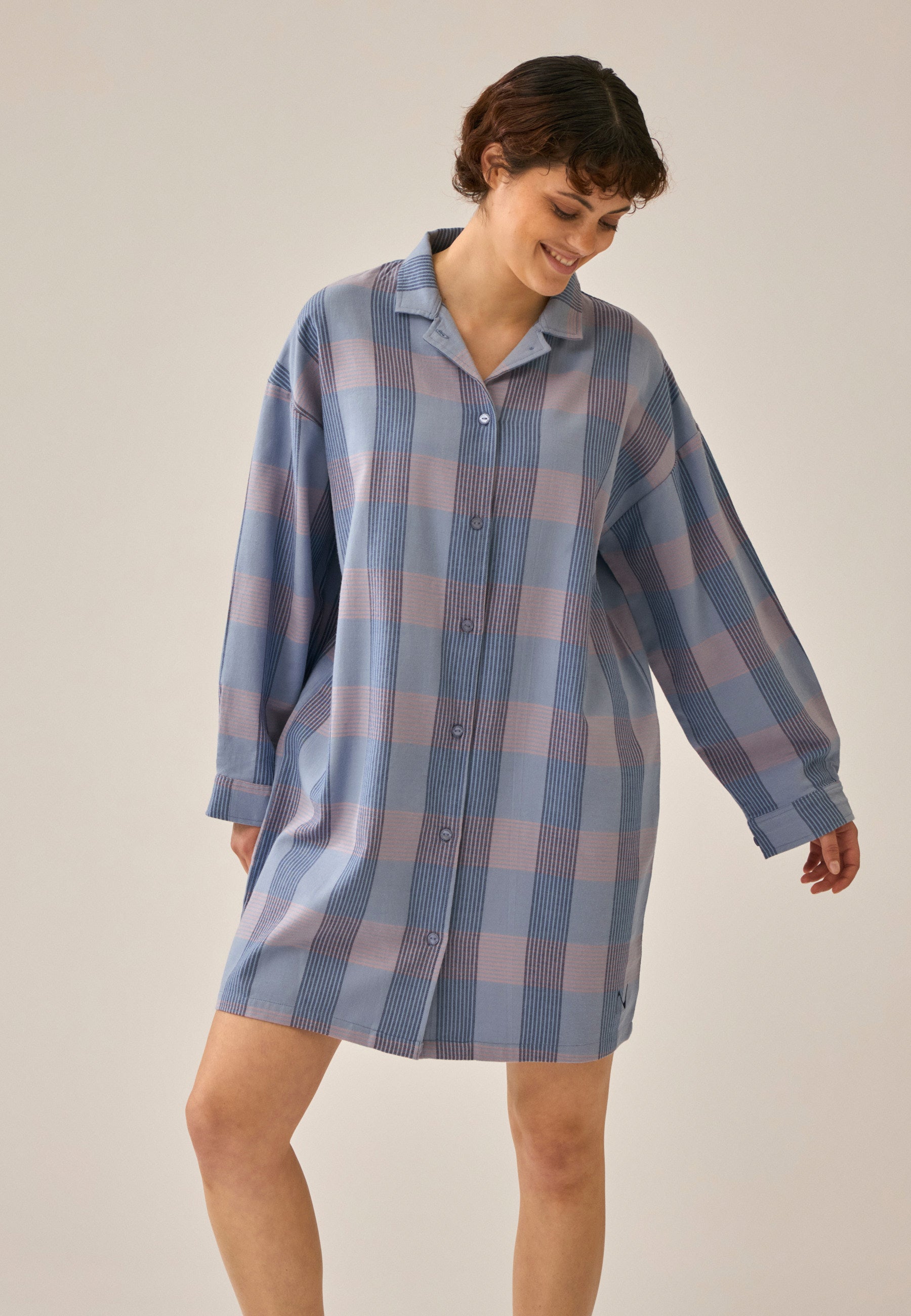 Langarm Bigshirt kariert - Swimming Pool Check