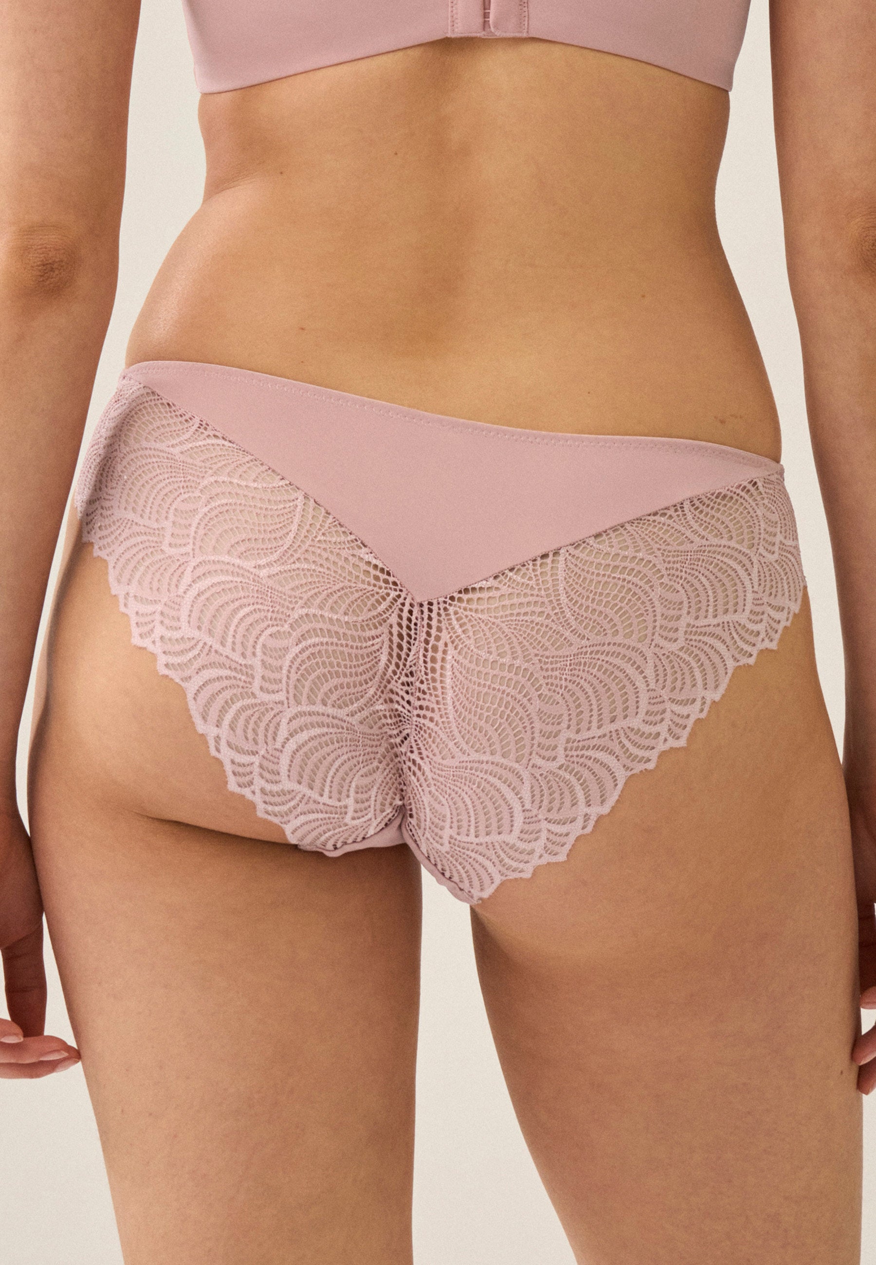 Briefs with Lace Details - Pink Rose