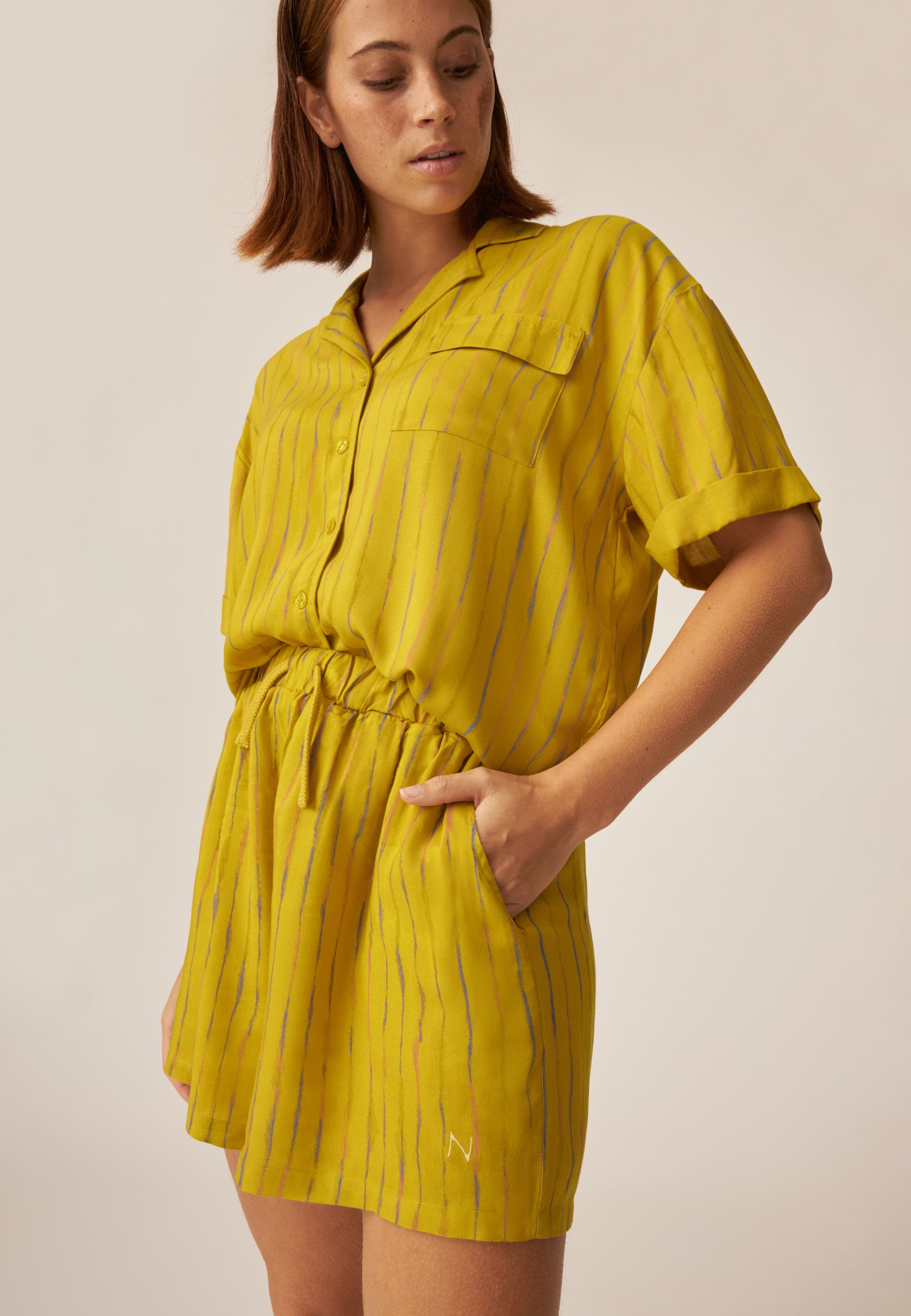Lightweight Shorts - Summer Break - Golden Olive Print