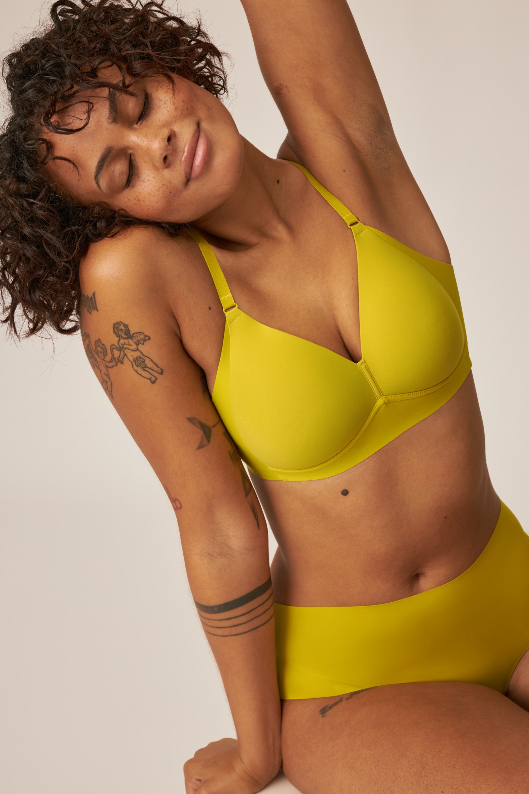Soft bra with side smoother effect - Golden Olive