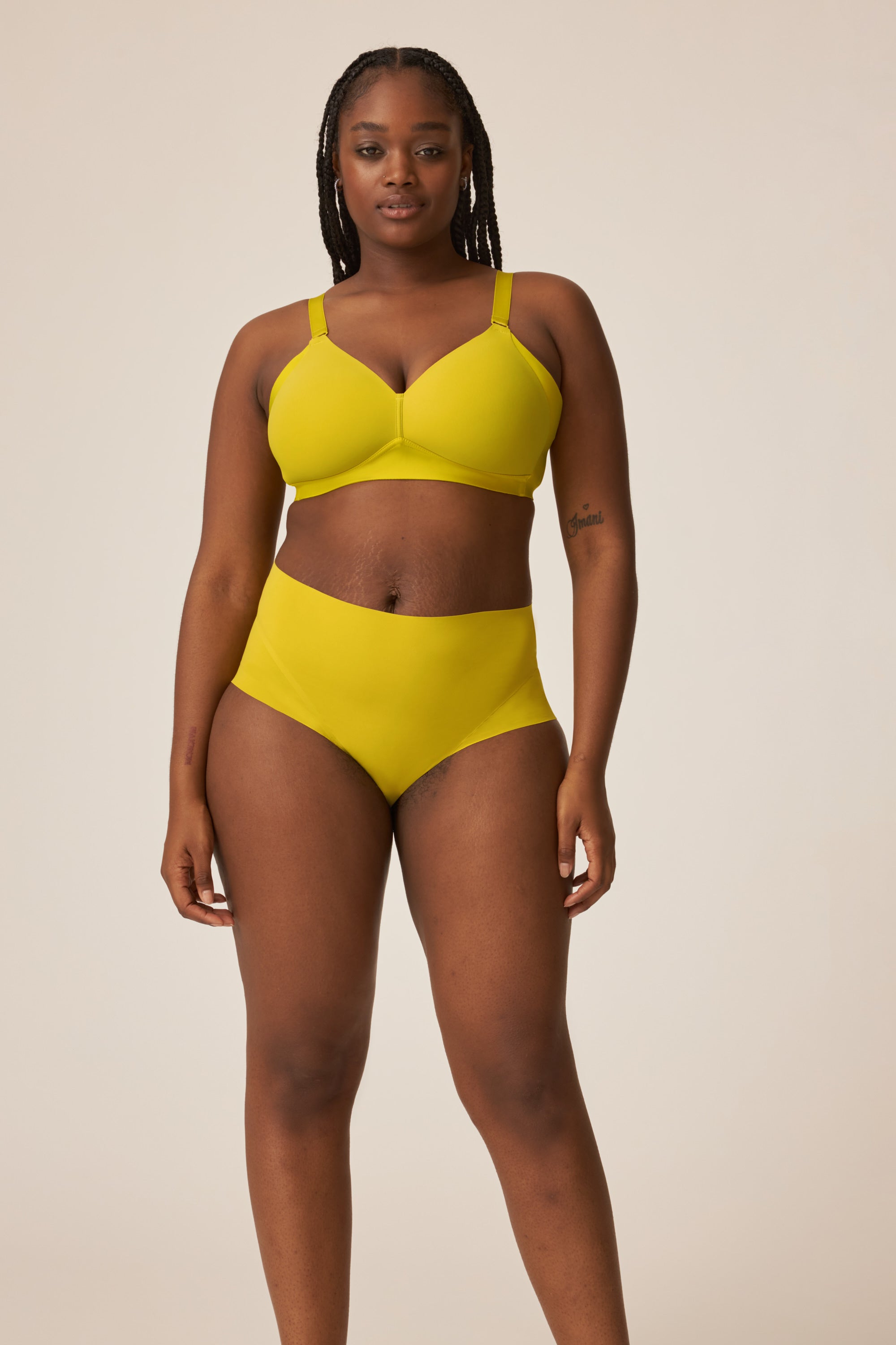 High waist briefs with a slight shape effect - Golden Olive