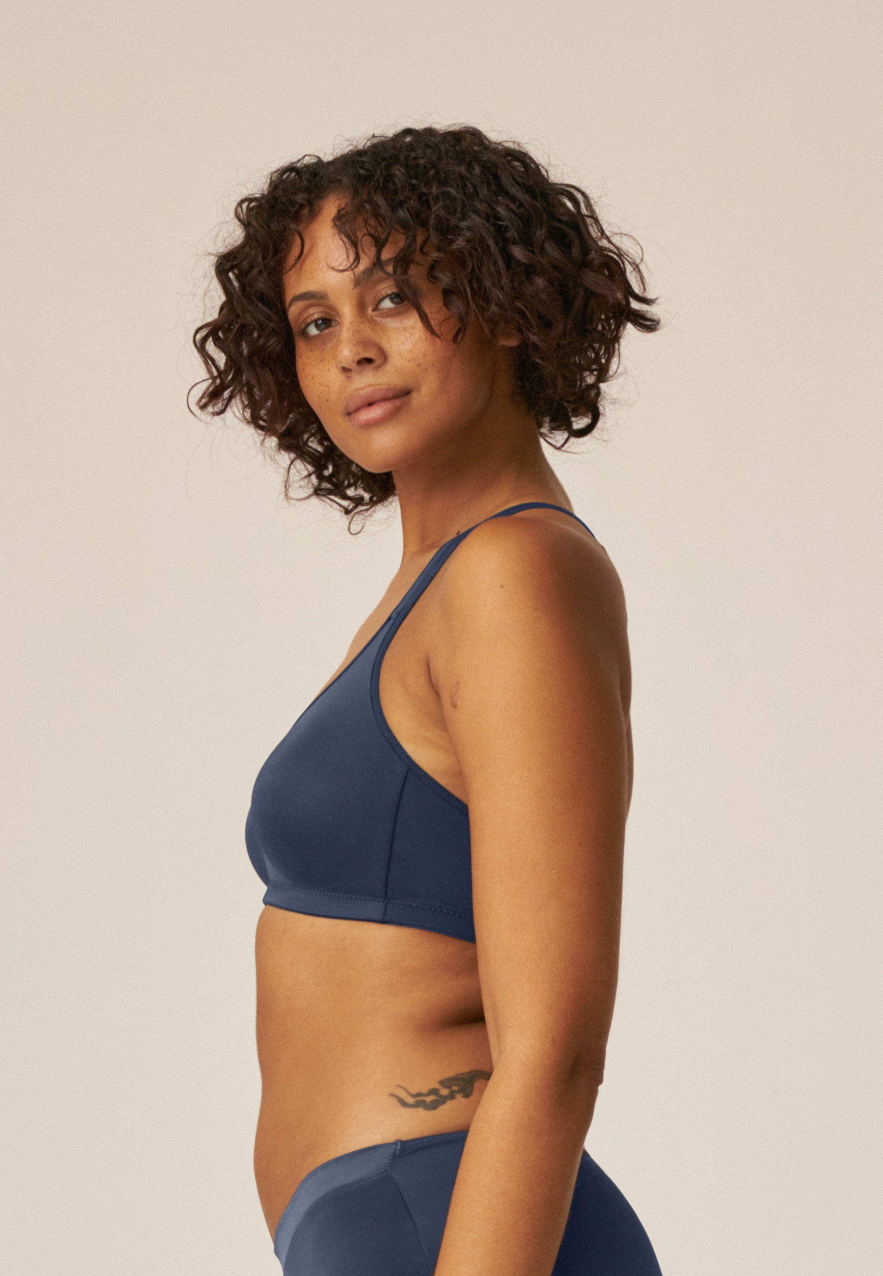 Elastic Cup Soft Bra - Dark Blue