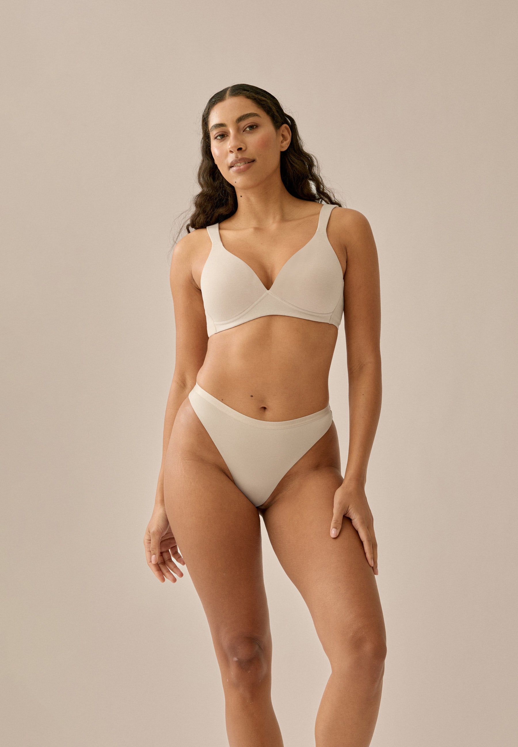 Bügelloser Soft BH aus Baumwolle - Light Beige