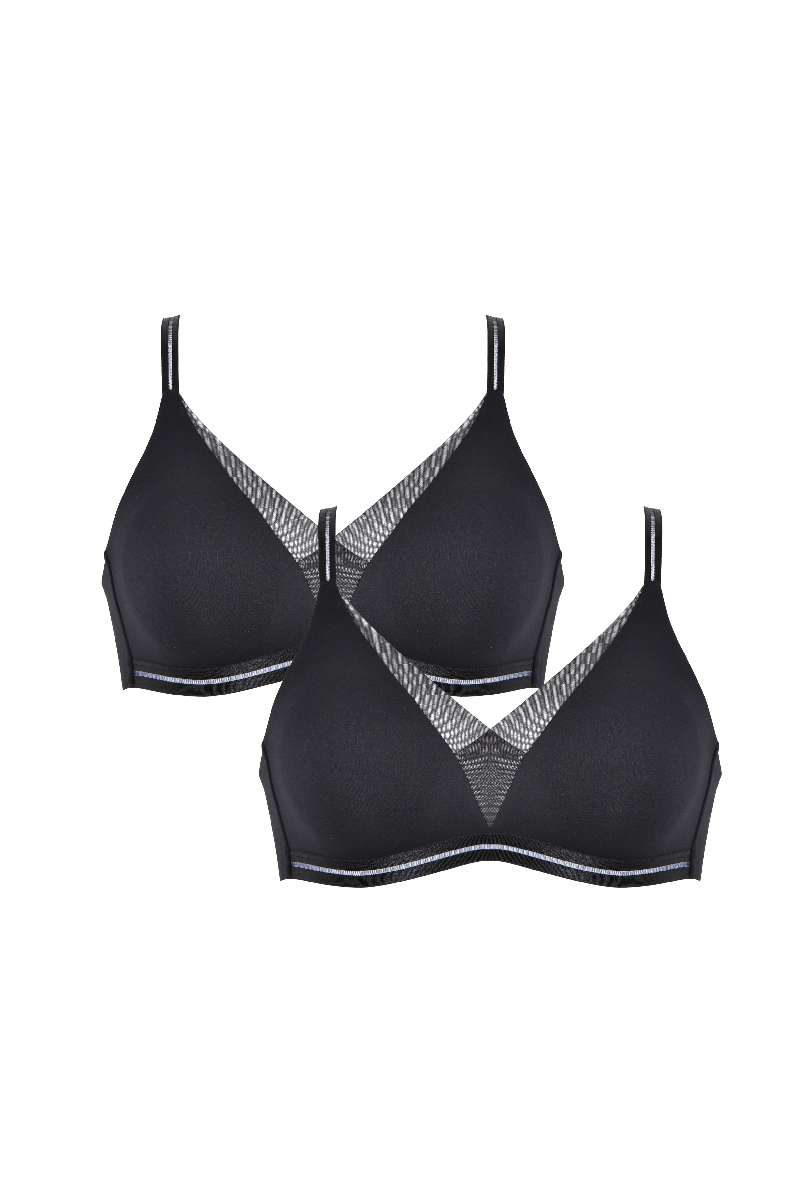 Softer Wohlfühl-BH mit Mesh-Details Set - Schwarz