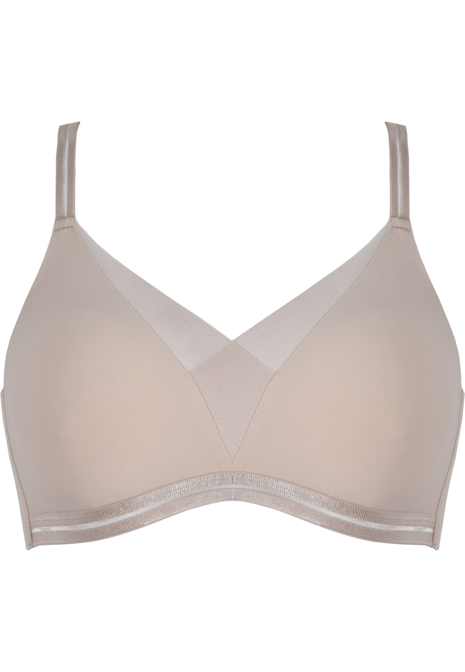 Soft Feel-Good Bra with Mesh Detail - Light Beige