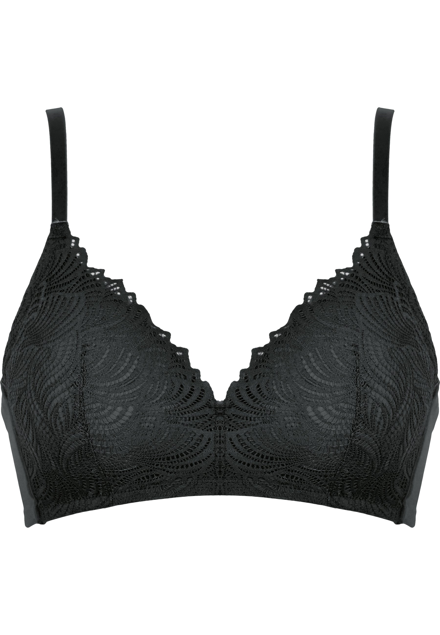 Soft cup and lace bra - Black