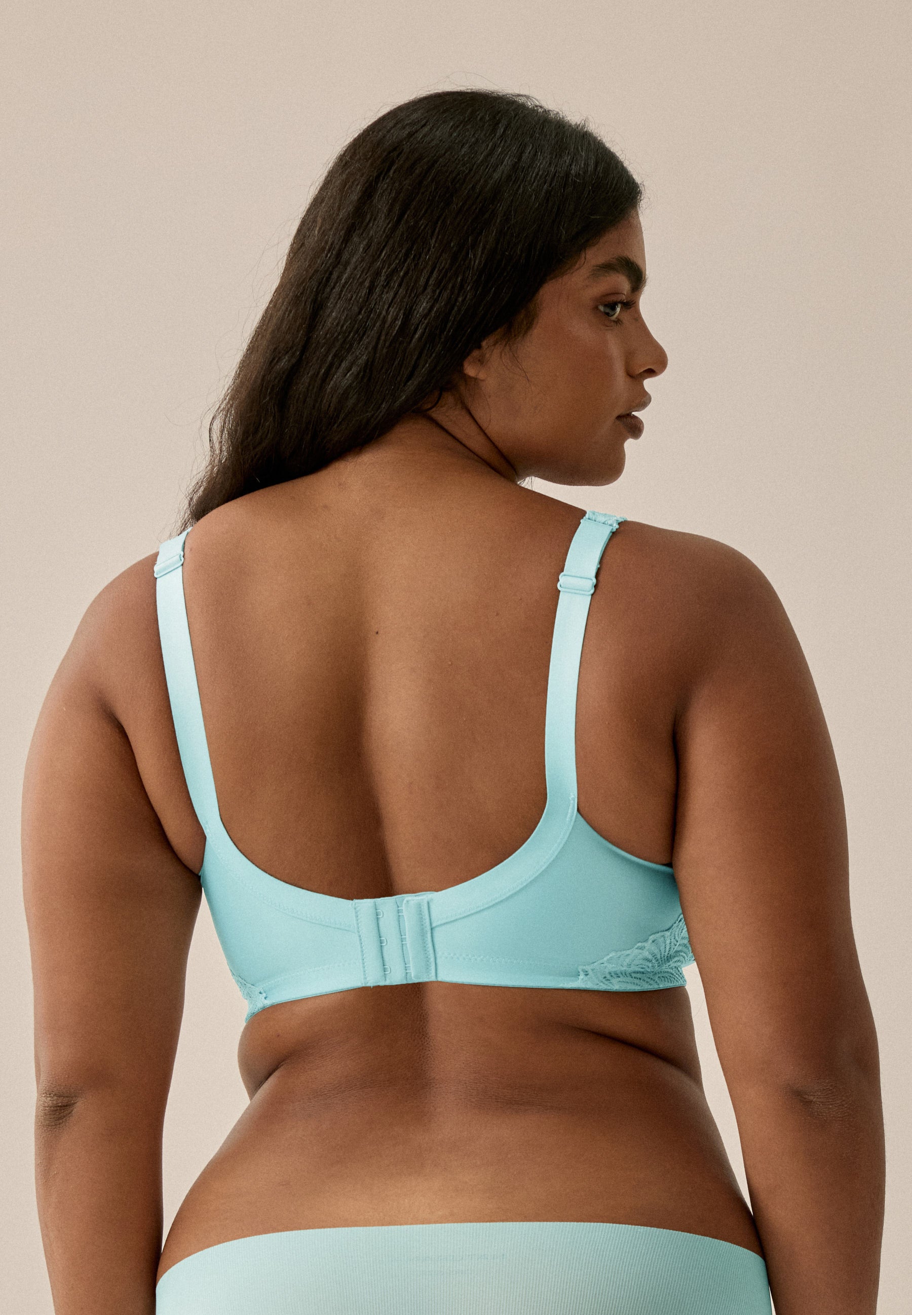 Soft Bra with Side Smoother Effect and Lace - Sky Blue