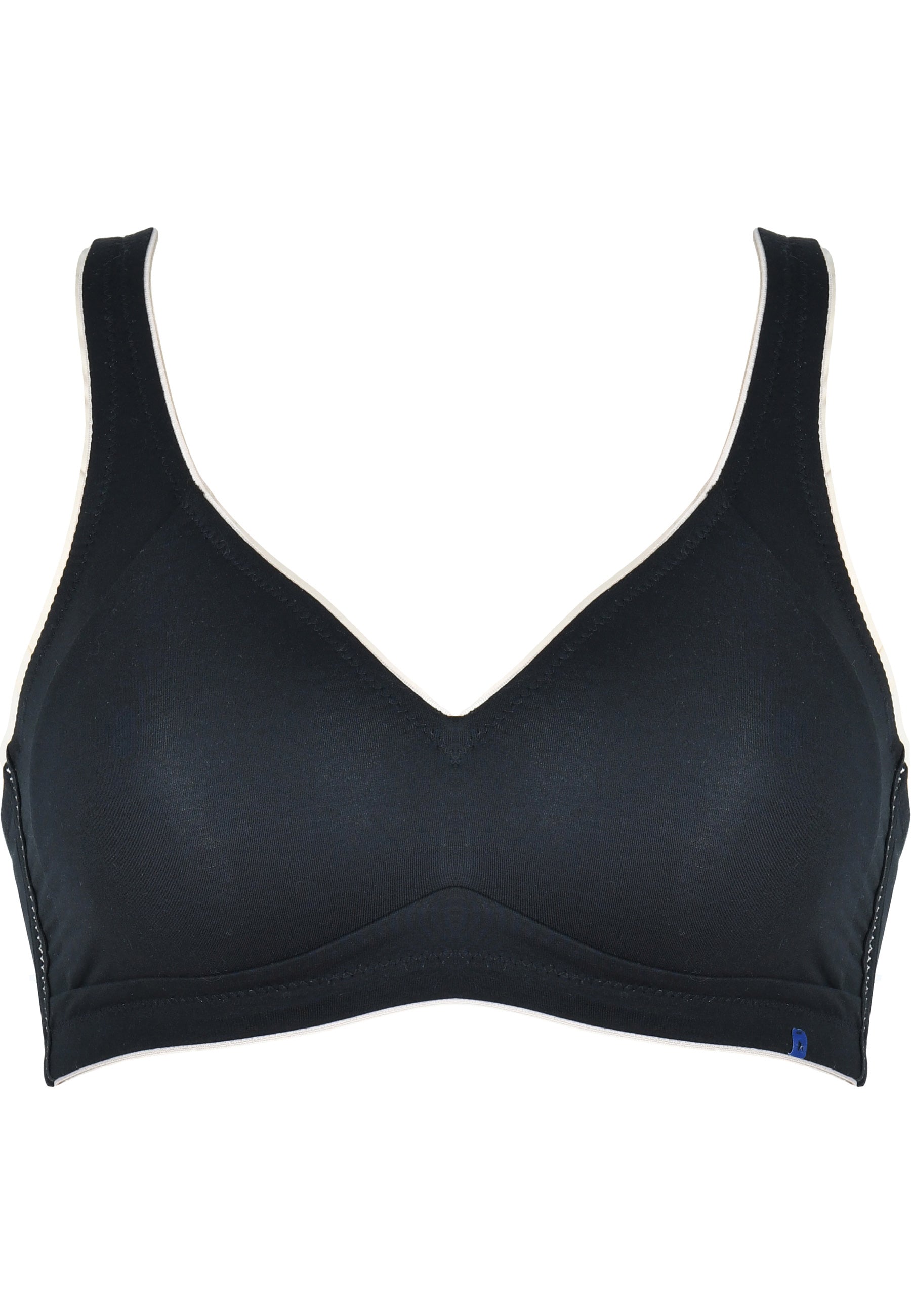 Natural Cotton Soft Bra - Black/Light Beige