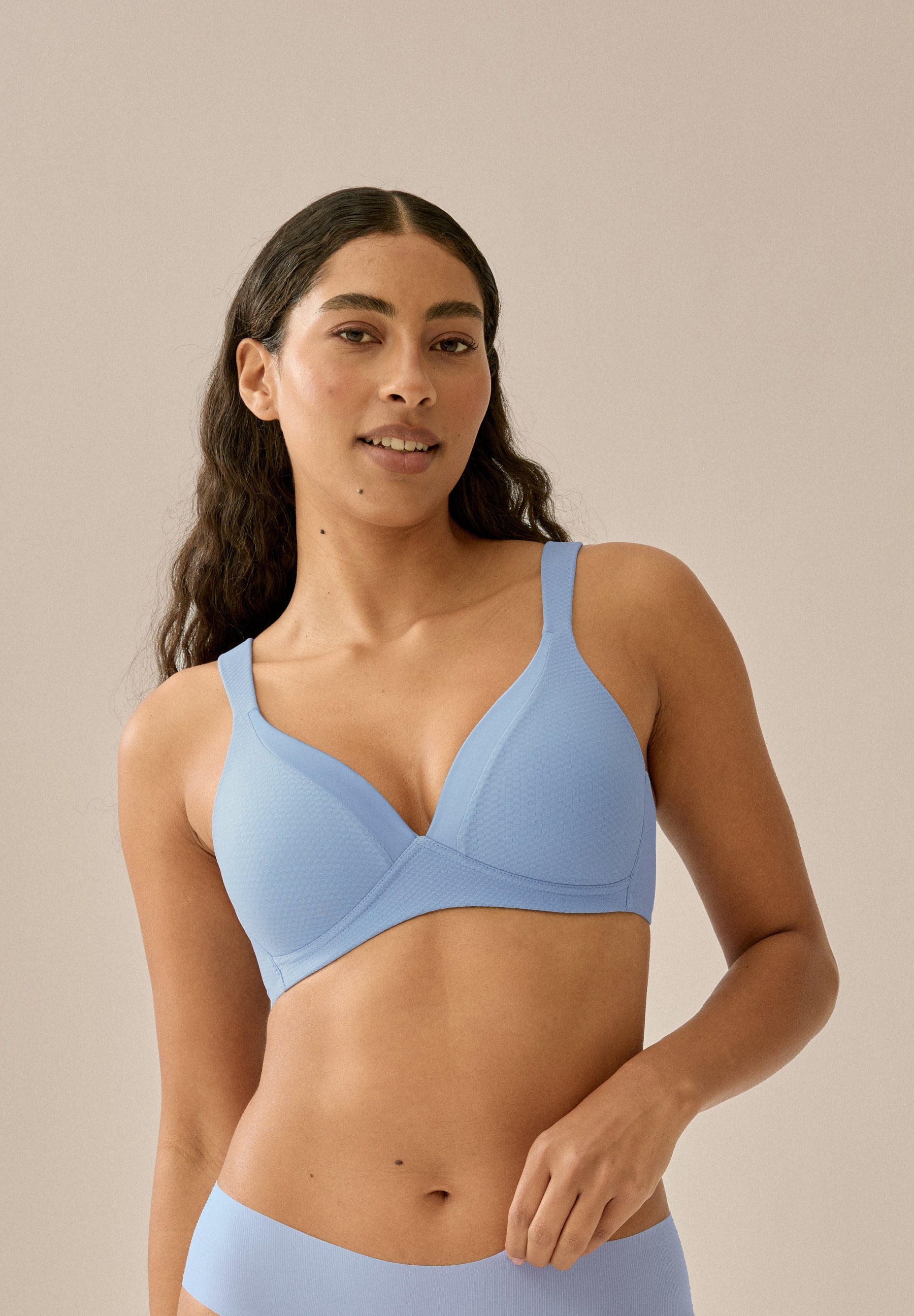 Bügelloser Soft-BH mit Schale - Forever Blue mit Jacquardstruktur