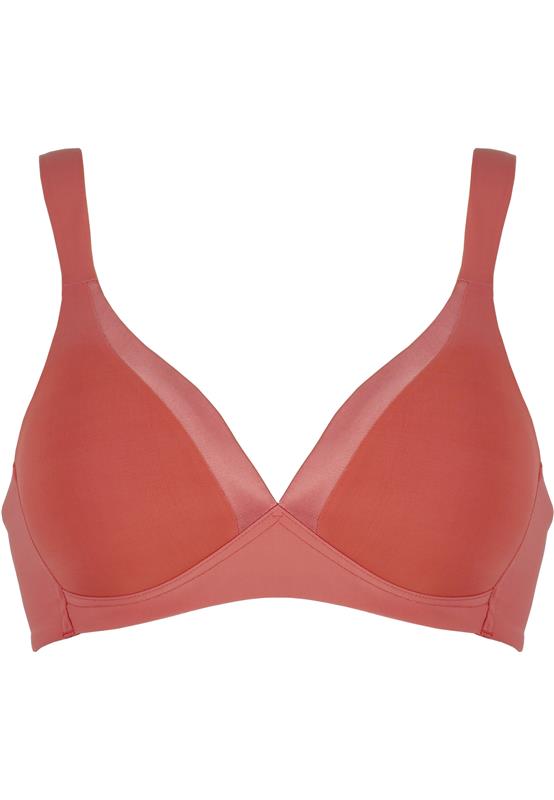 Wireless Bra with Cup and Glossy Ribbon - Sun Kissed