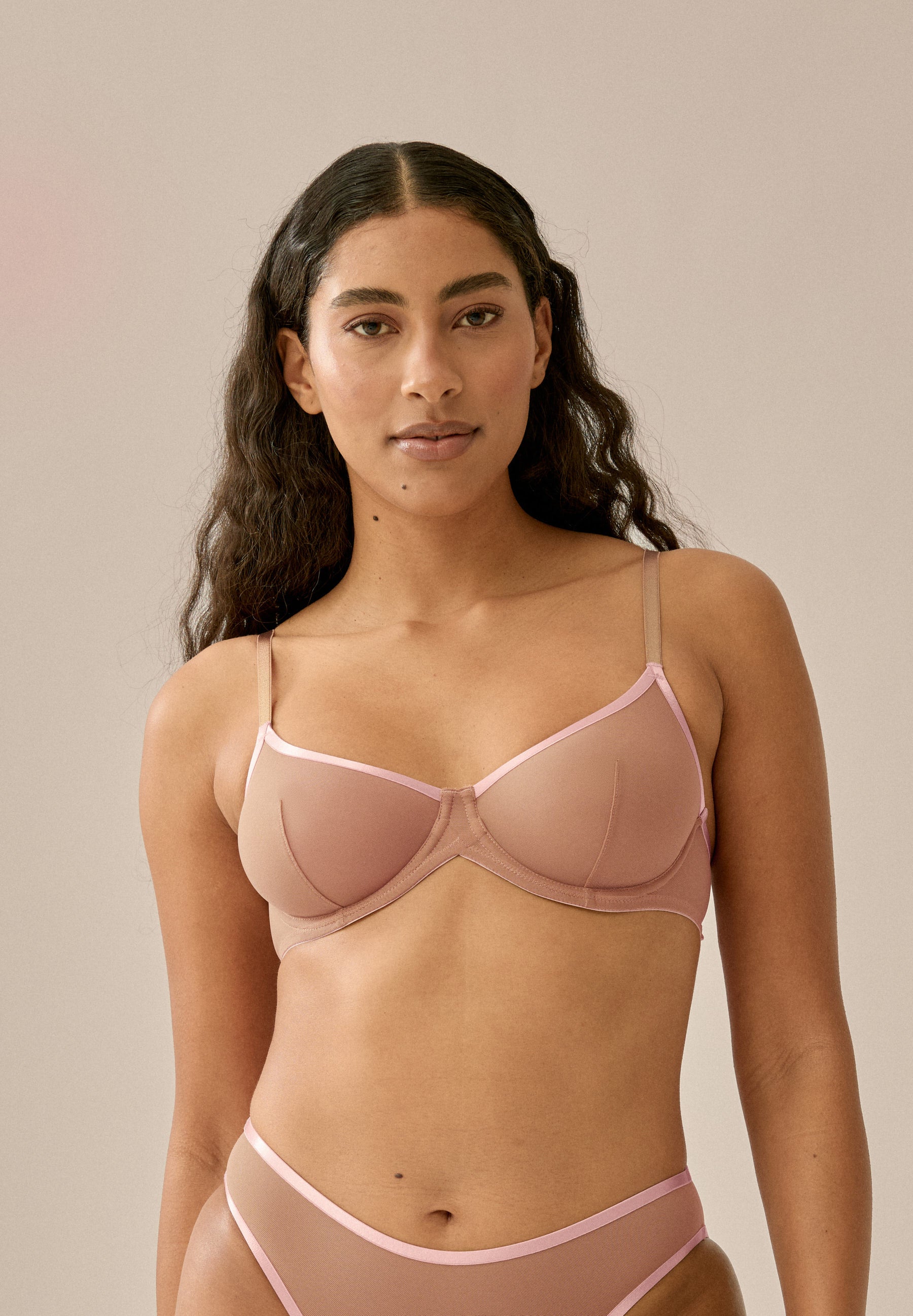 Sheer Mesh Bügel-BH - Caramel