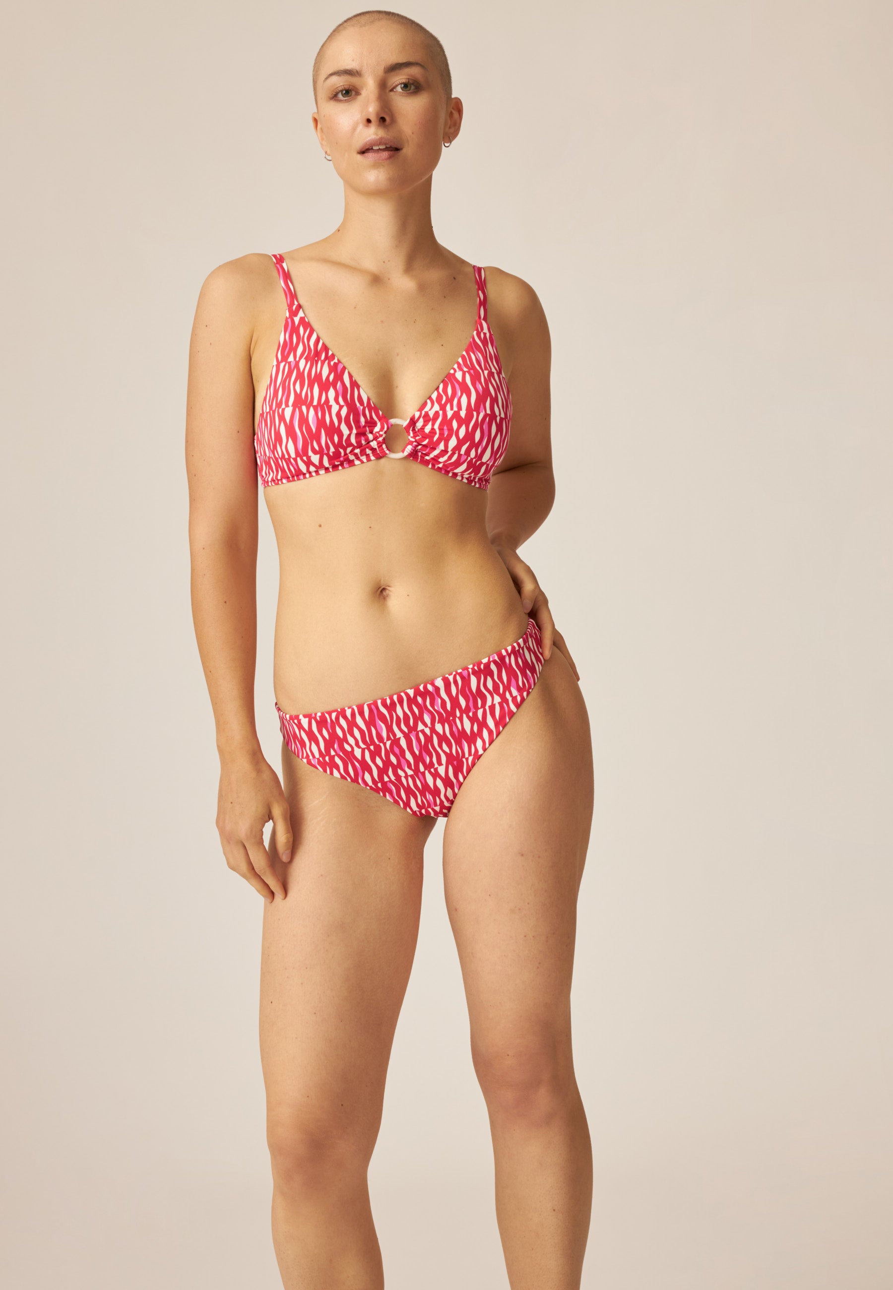 Bikini Top with Cup - Small Escapes / Safari Park - Red Pink Ecru