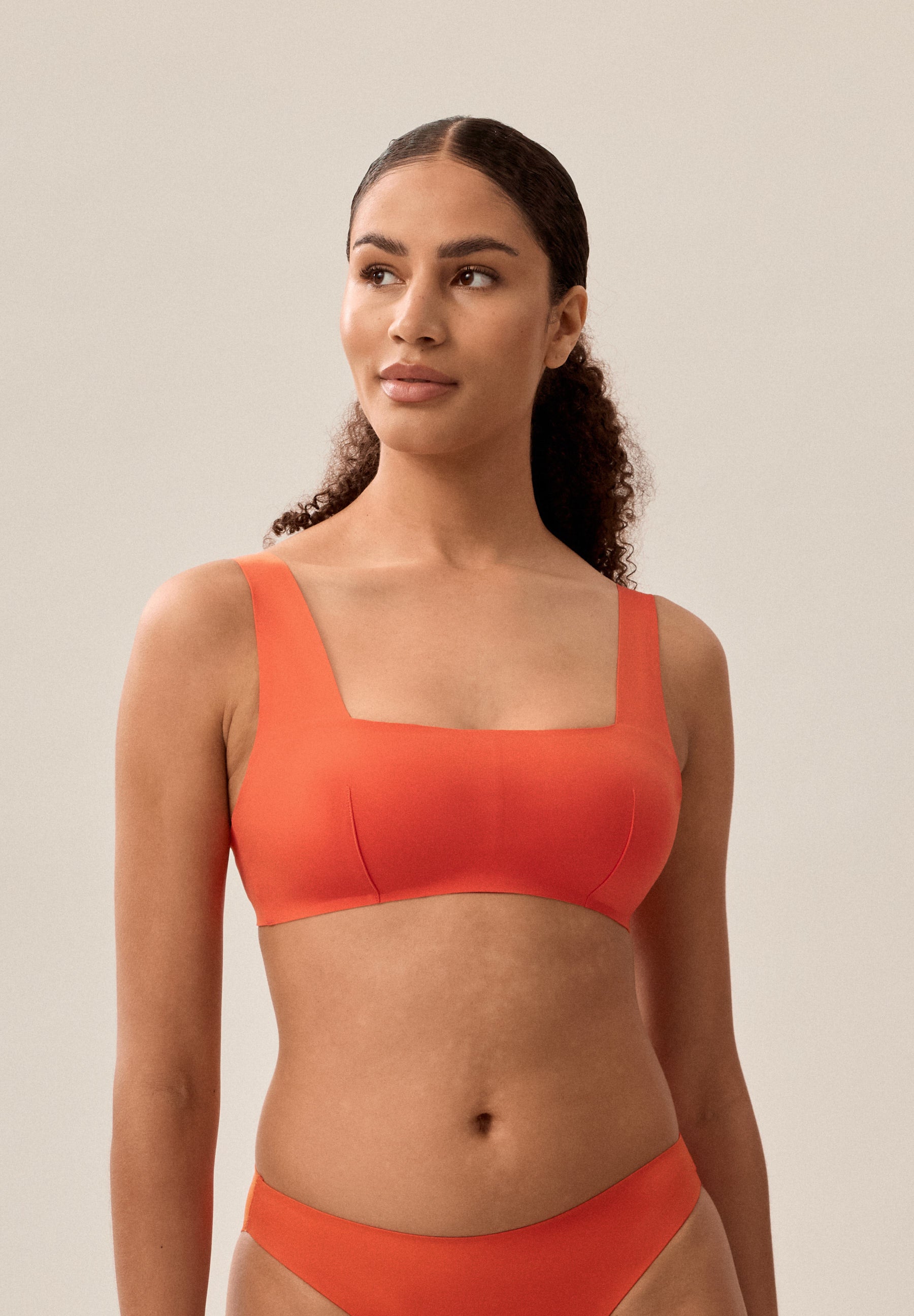 Bustier Bikini Top with Clean-Cut Straps and Padded Cups - Grenadine
