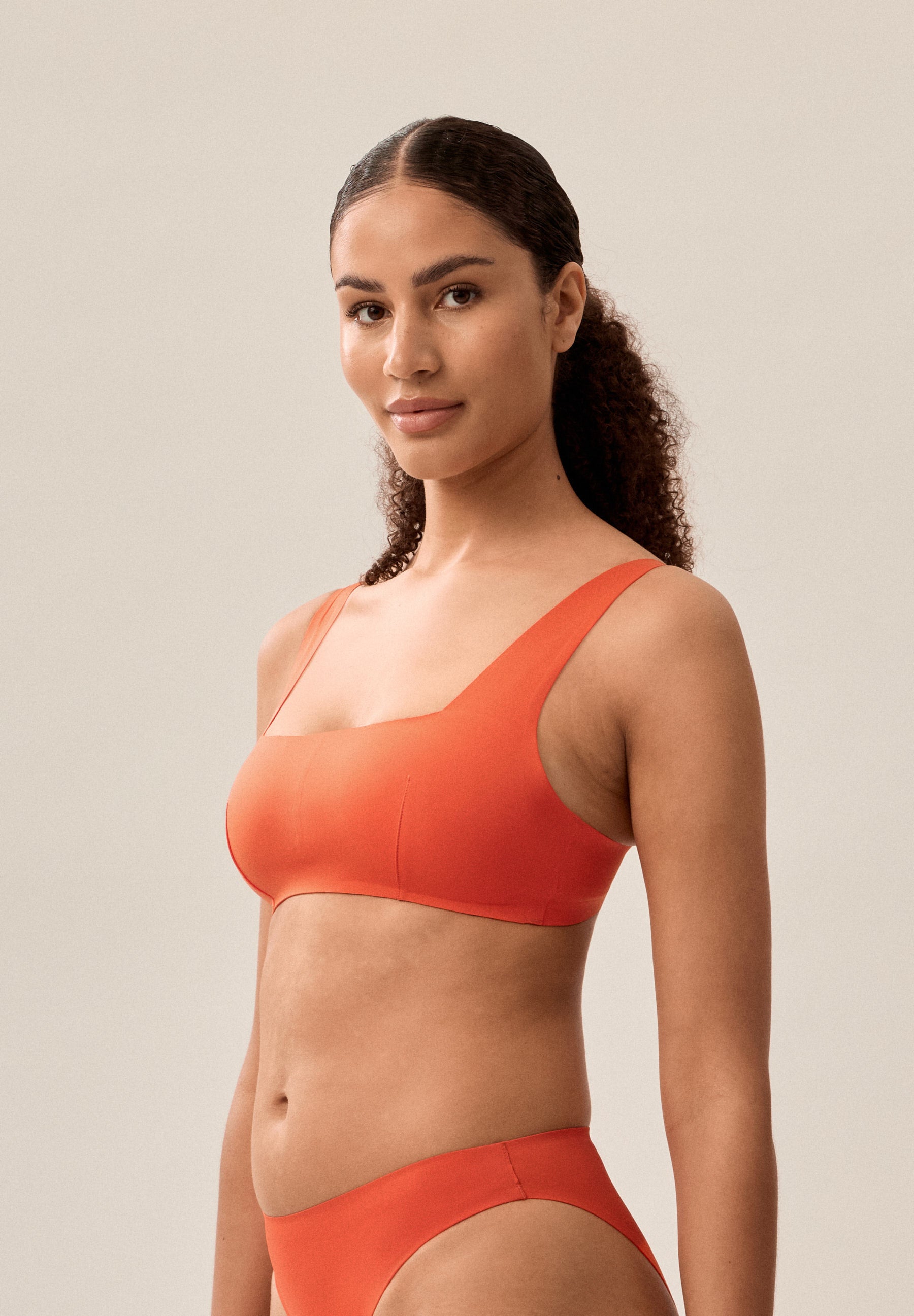 Bustier Bikini Top with Clean-Cut Straps and Padded Cups - Grenadine