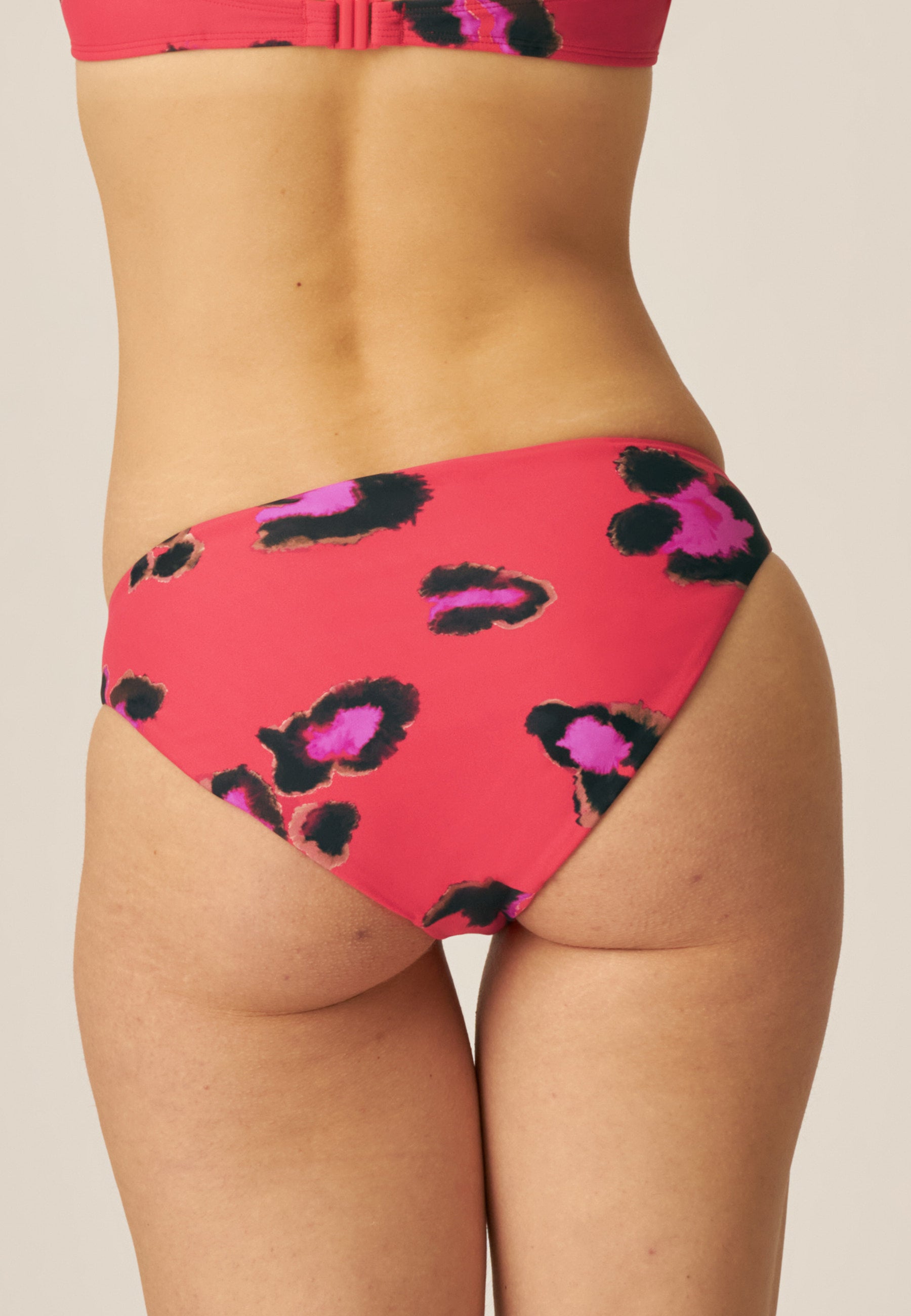 Leopard Print Bikini Bottom - Small Escapes / Safari Park - Red Brown Pink