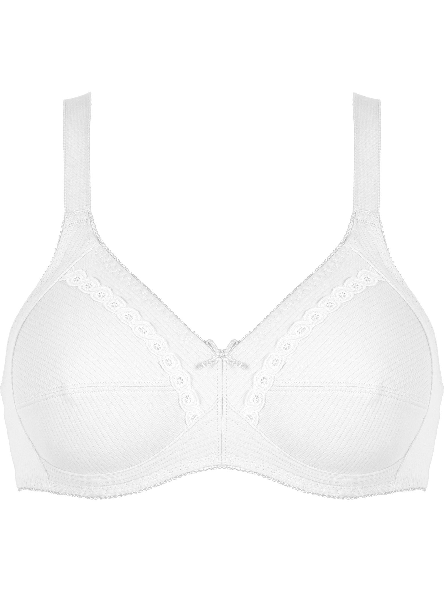 Baumwoll Soft-BH mit Stickereidetails - Weiss