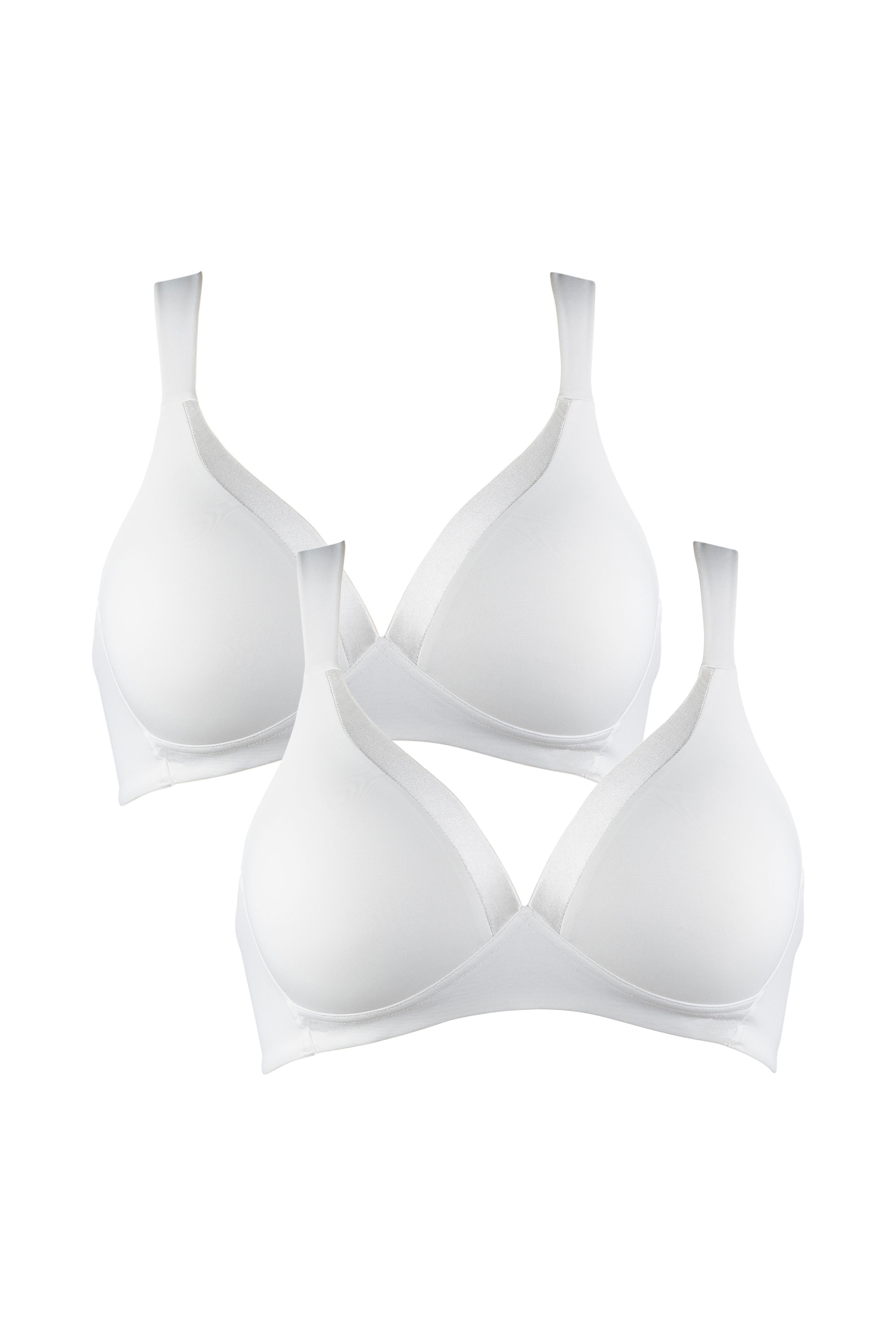 Bügelloser BH mit Schale und Glanzband Set - Ecru