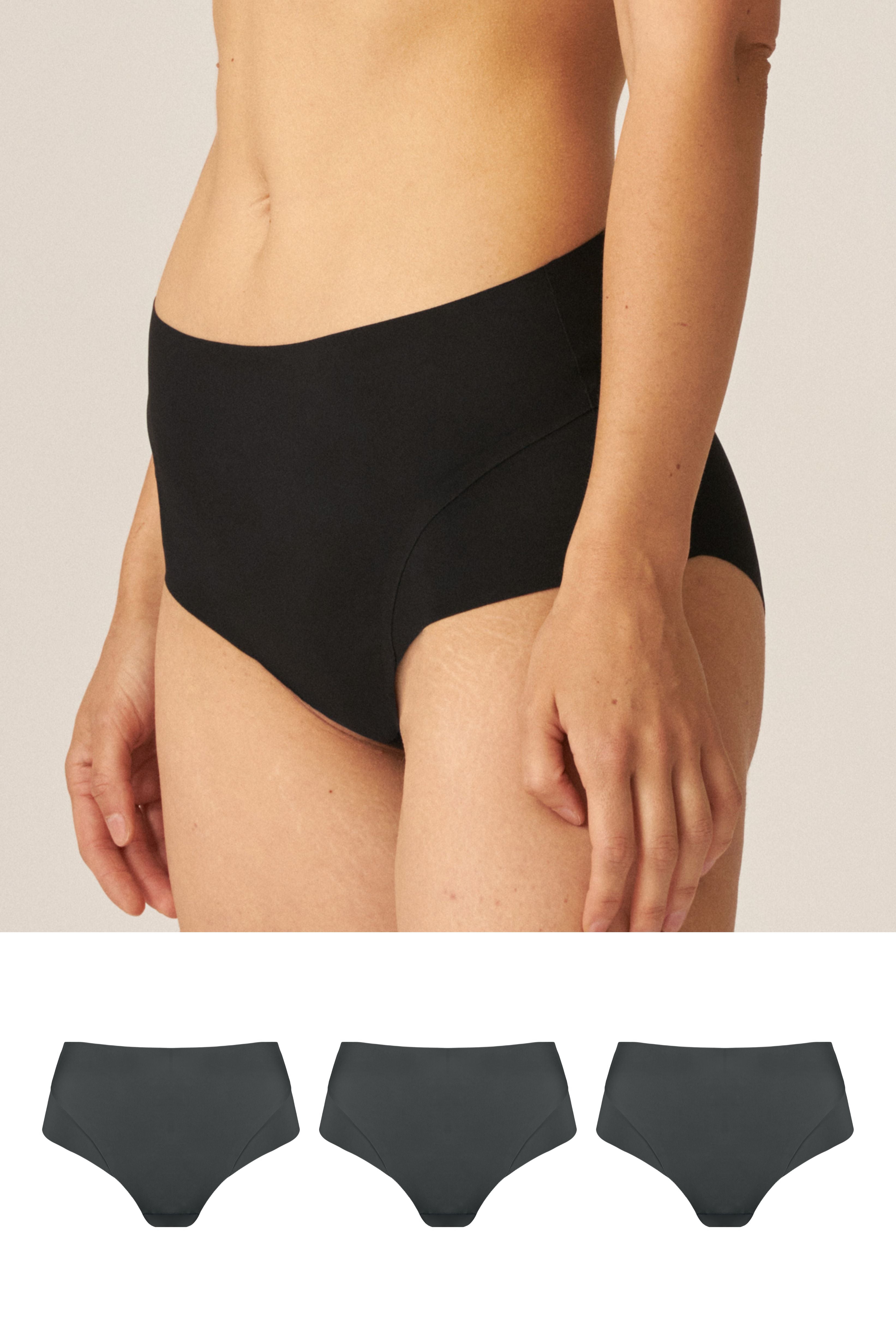 High Waist Slip mit leichtem Shape-Effekt Set - Schwarz