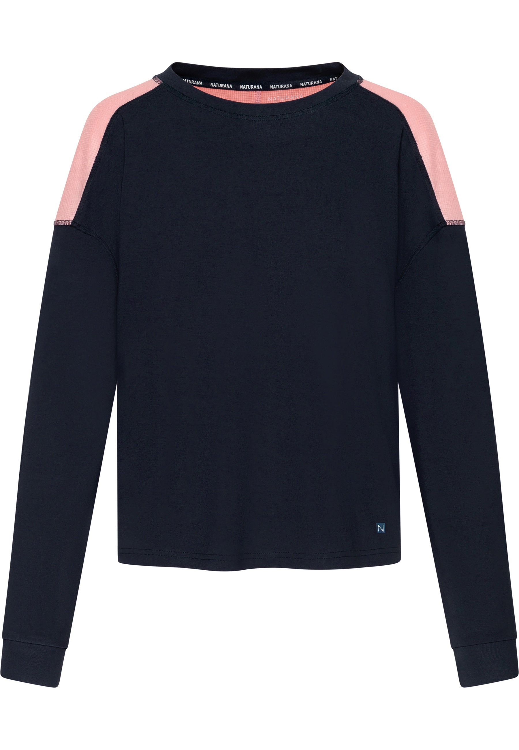 Long-Sleeve T-Shirt with Mesh Insert - Dark Blue