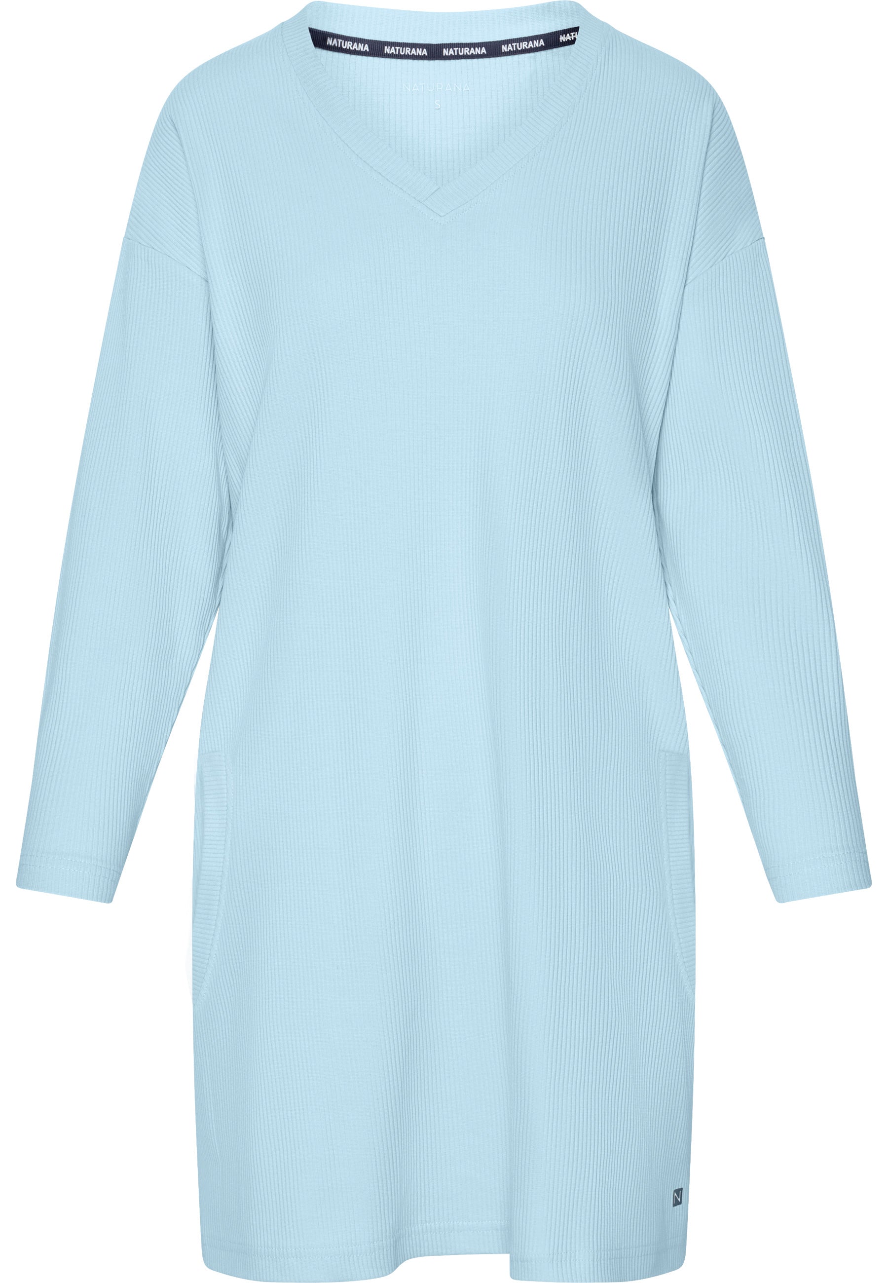 Ribbed Long-Sleeve Bigshirt - Swimming Pool