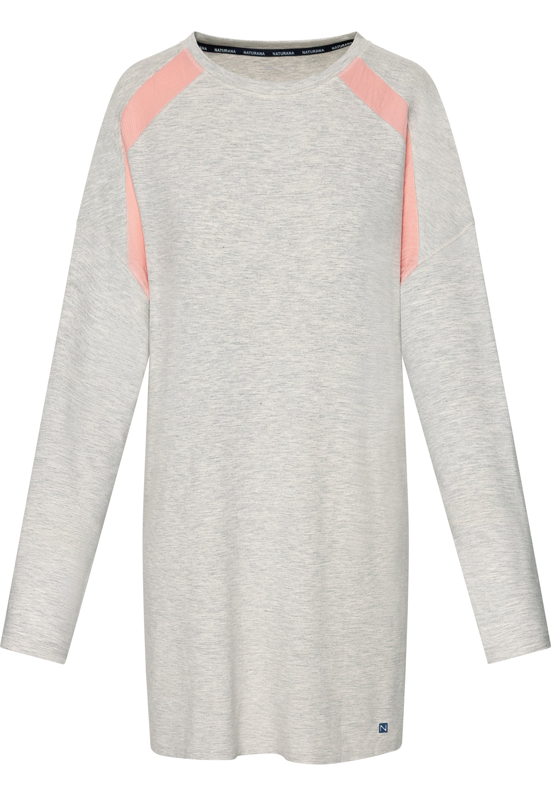 Langarm Bigshirt mit Mesh-Einsatz - Grau Melange