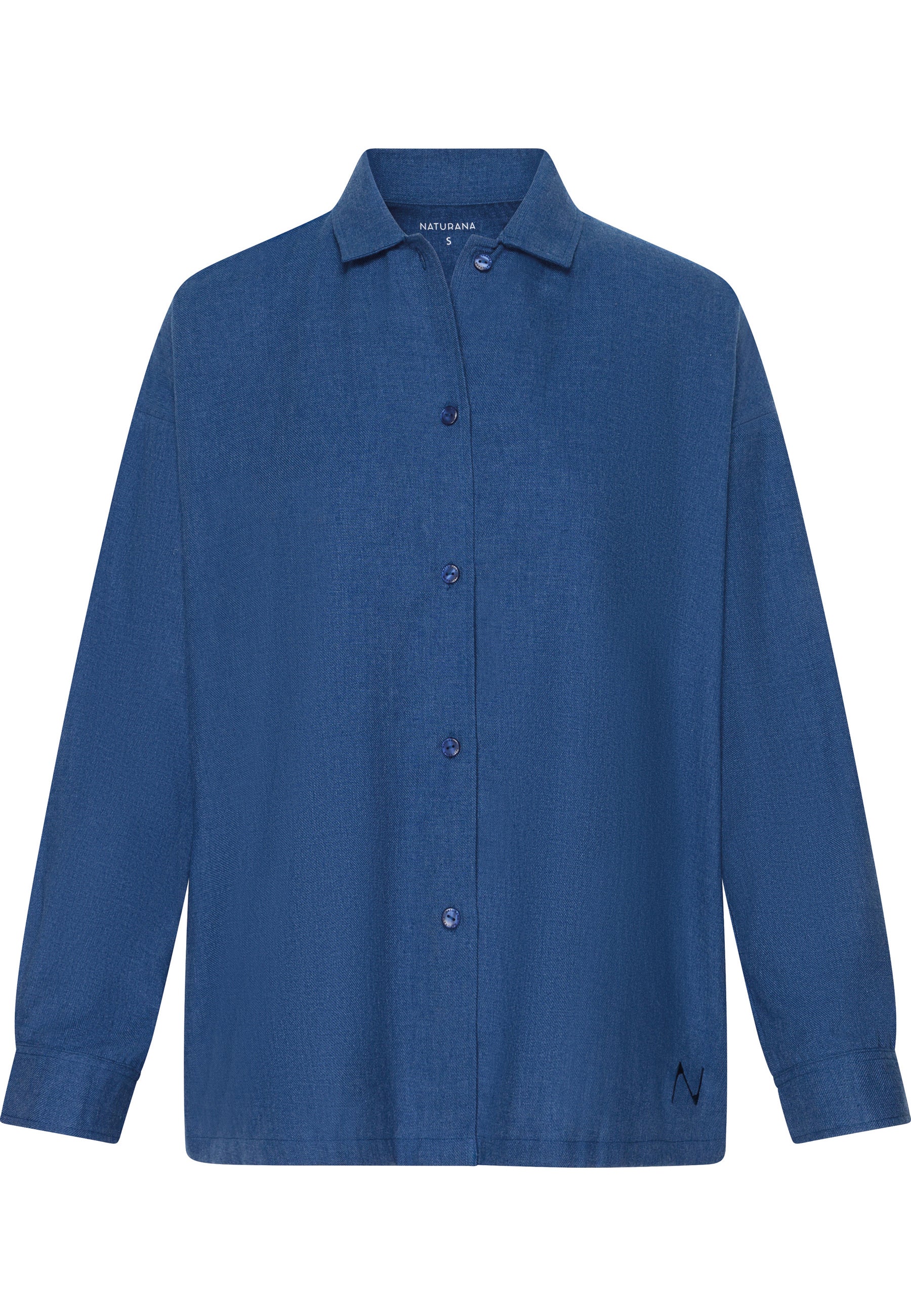 Oversized Langarmshirt kariert - Deep Cobalt Melange