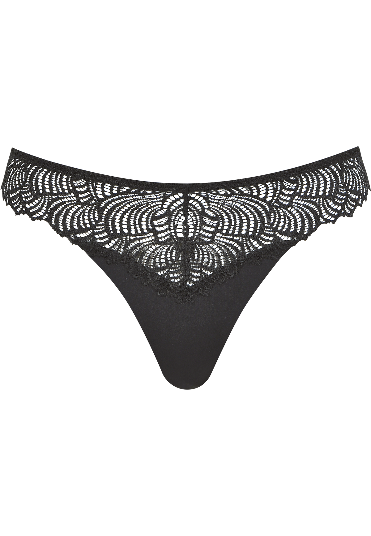 String mit Spitzendetails - Schwarz