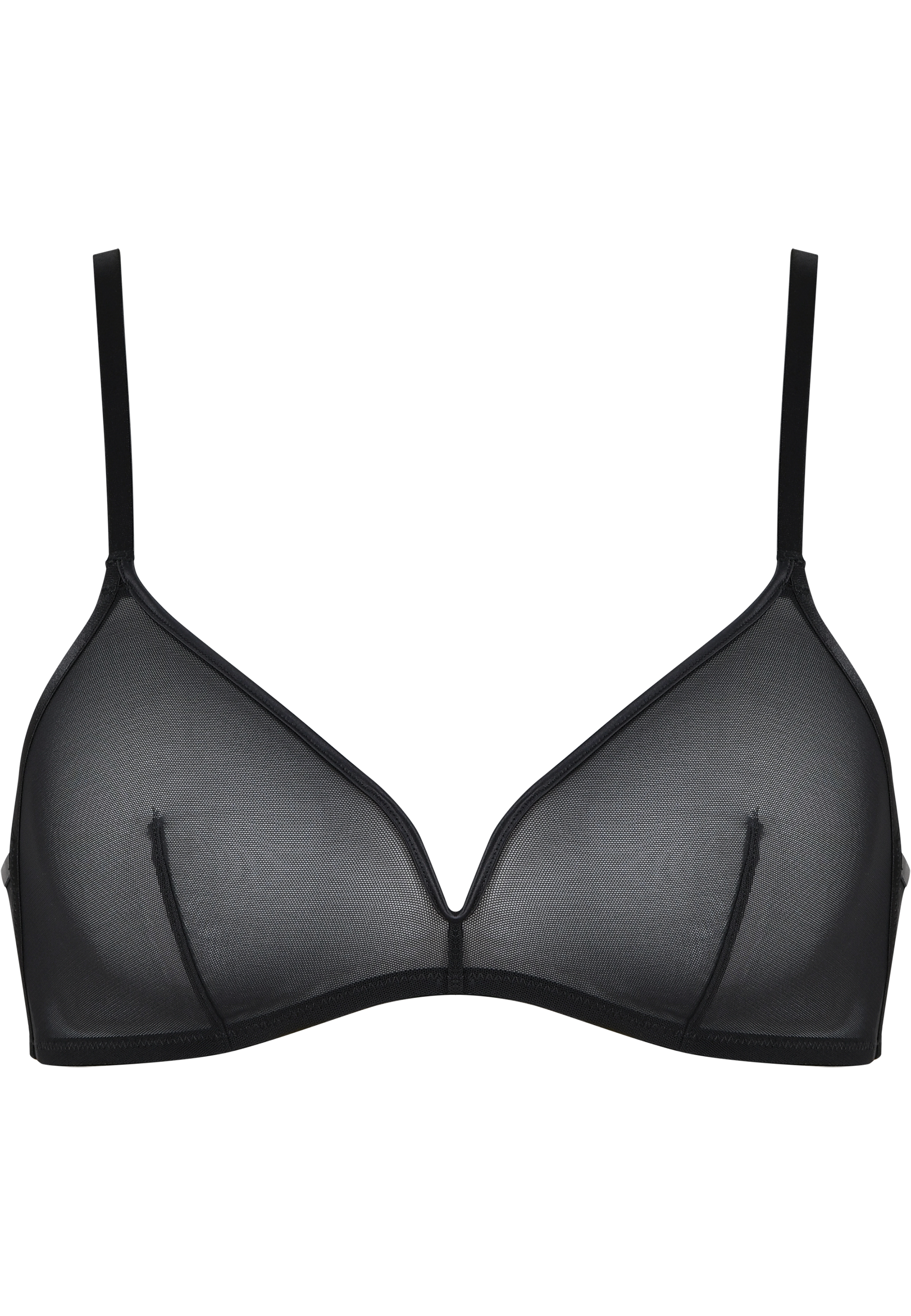 Sheer Mesh Triangel-BH ohne Bügel - Schwarz