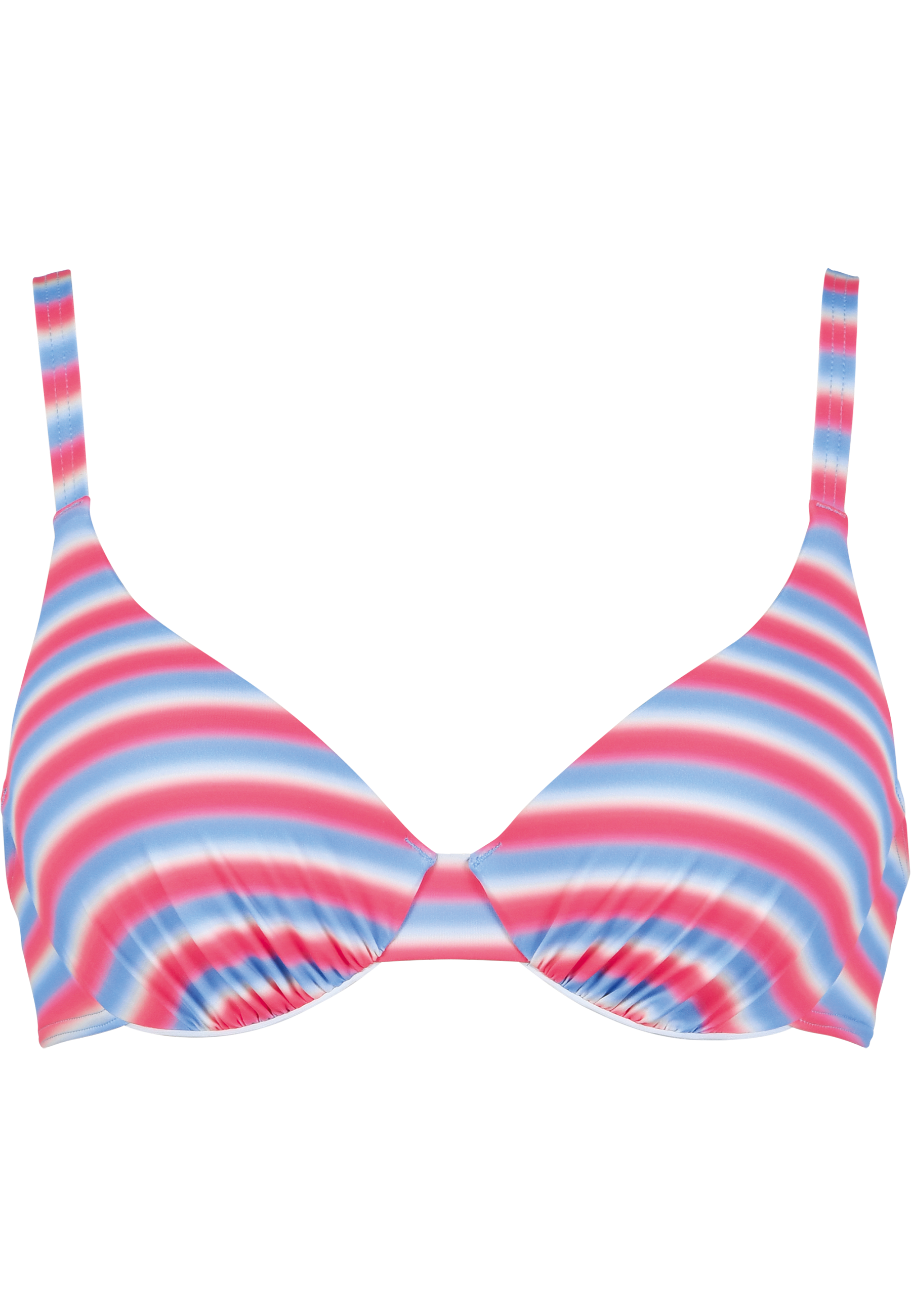 Top de bikini con aros y copas con estampado de rayas – Azul Multicolor