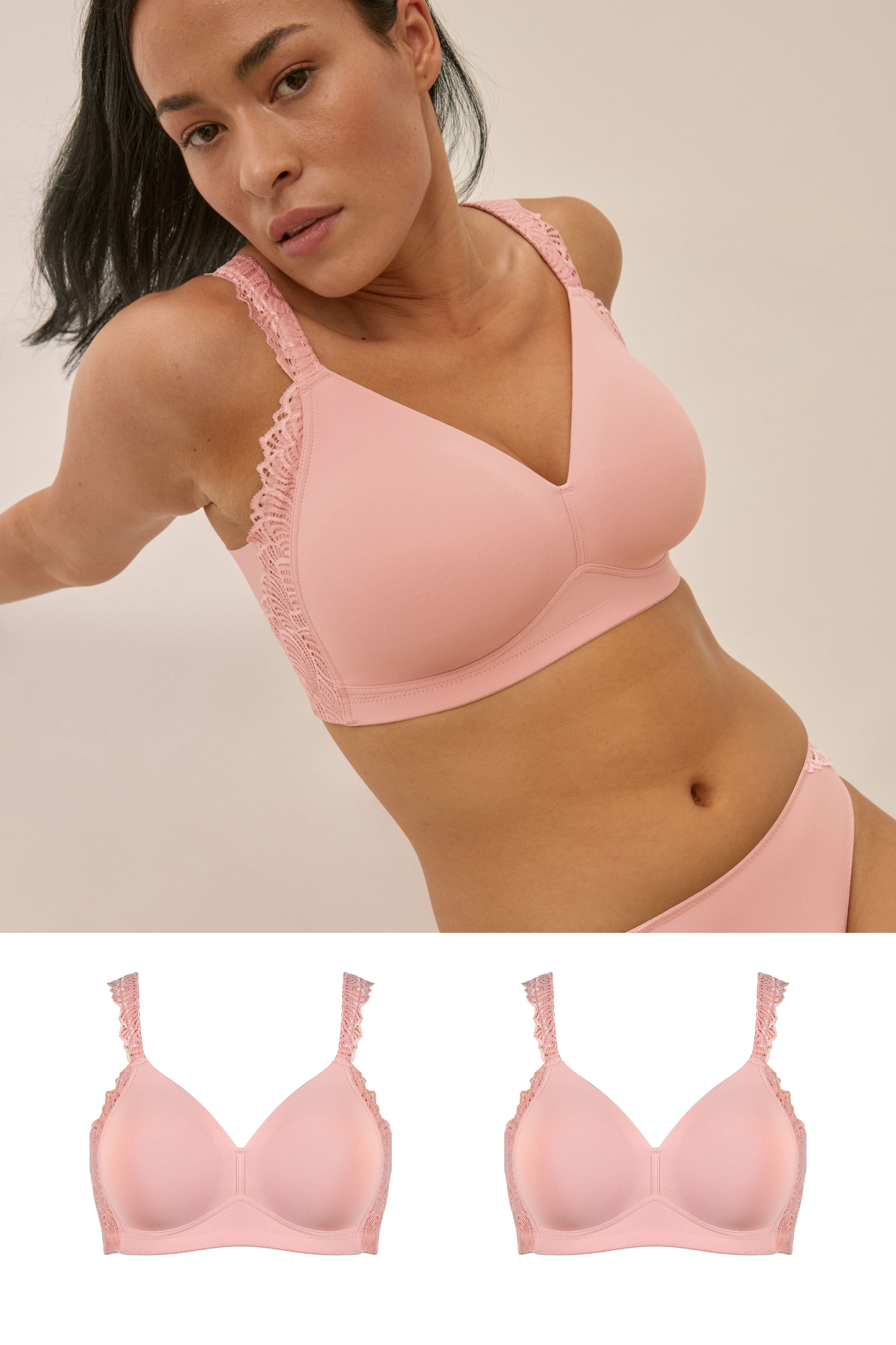 Soft-BH mit Side Smoother Effekt und Spitze Set - Pink Rose