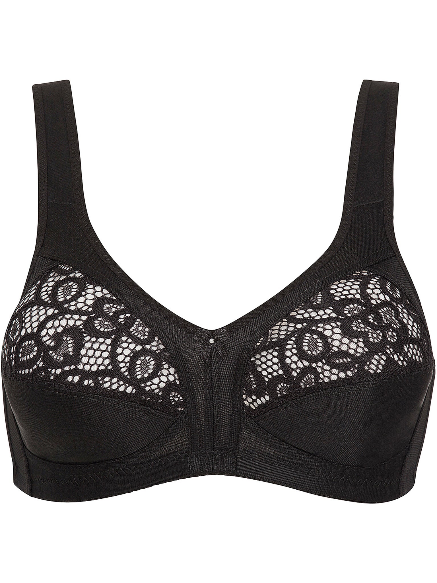 Sujetador suave con tirantes acolchados en relieve - Negro