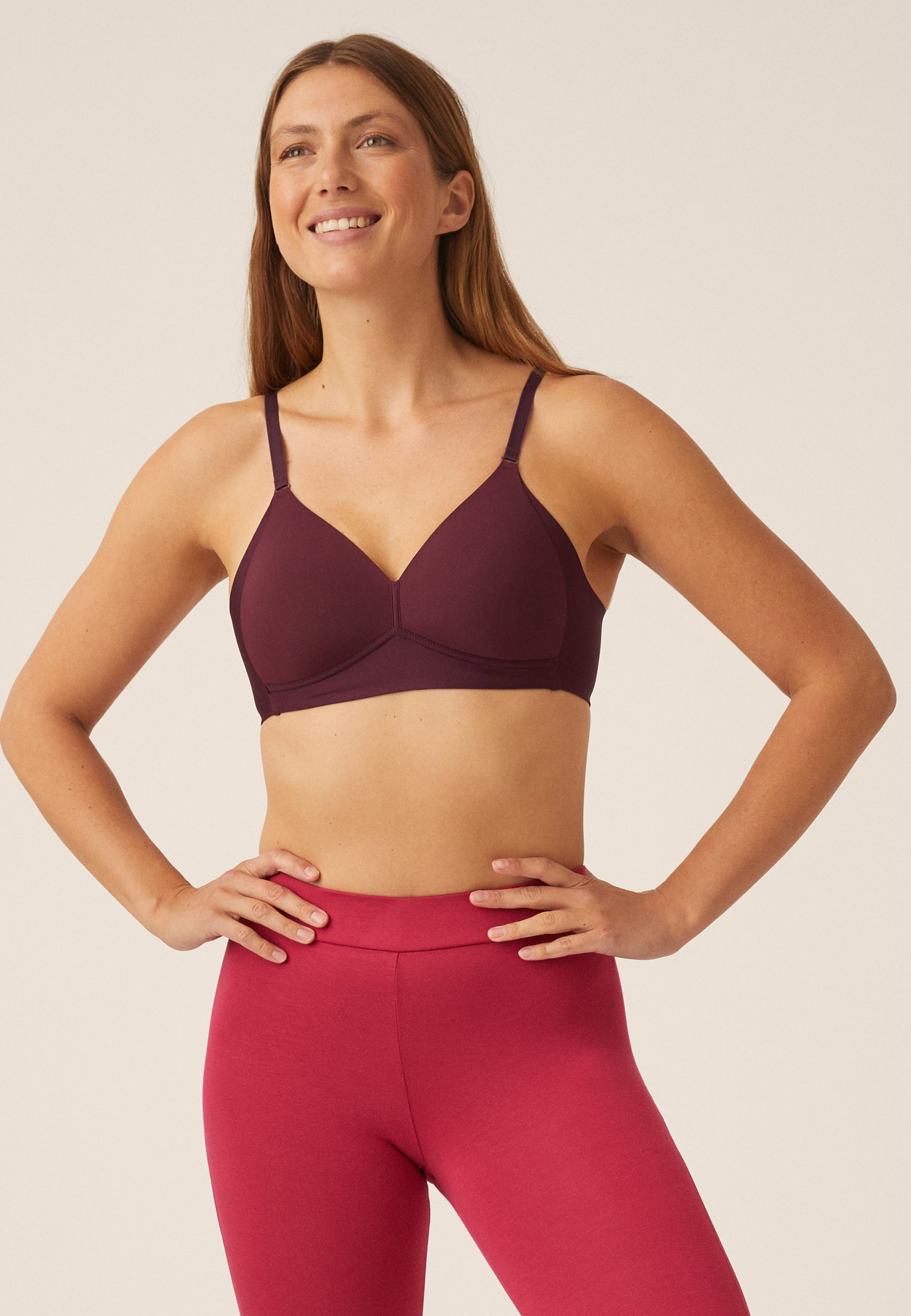Soft Bra with Side Smoother Effect - Burgundy