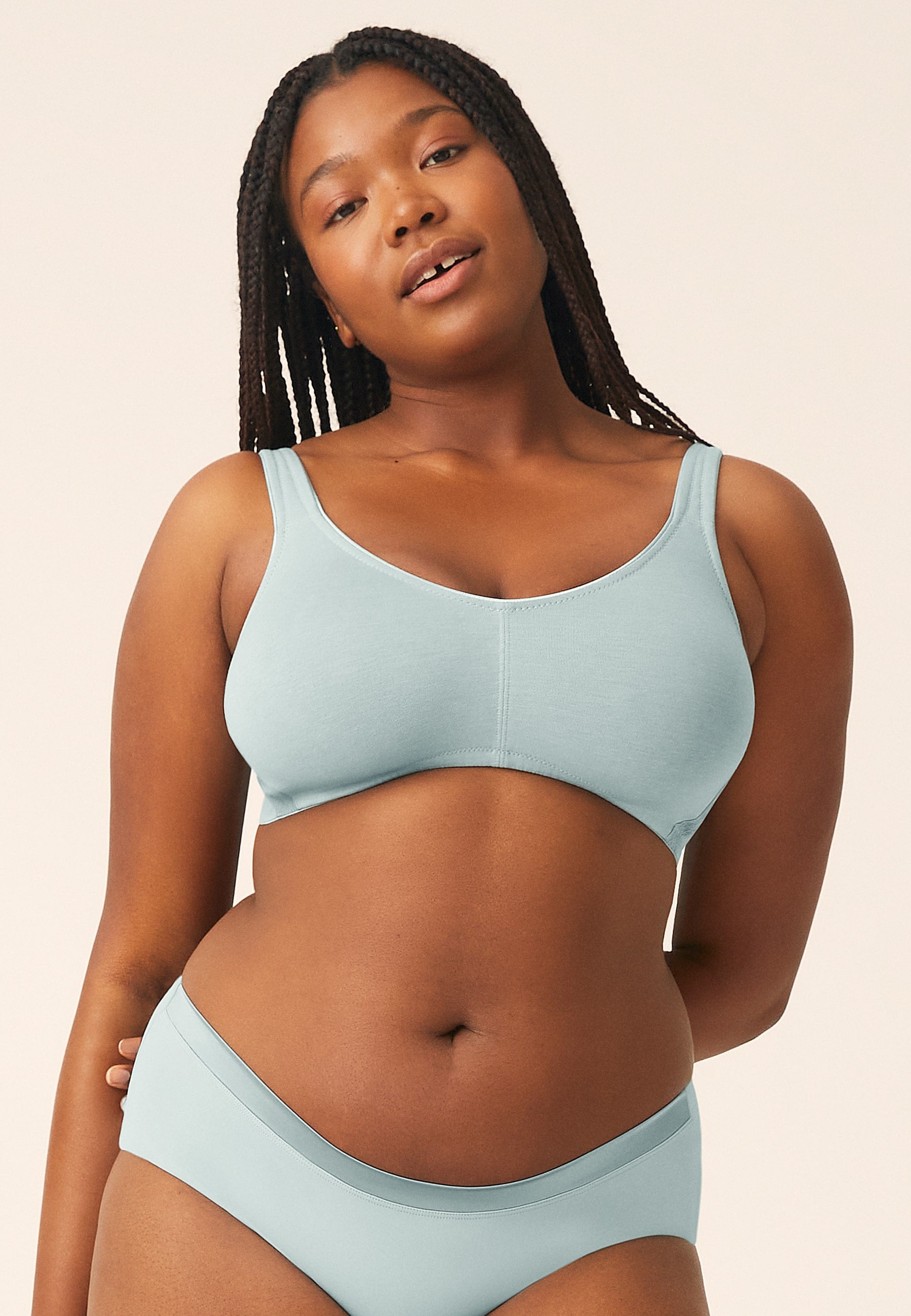 Wirefree Ribbed Pure Cotton Bra by Naturana Online, THE ICONIC