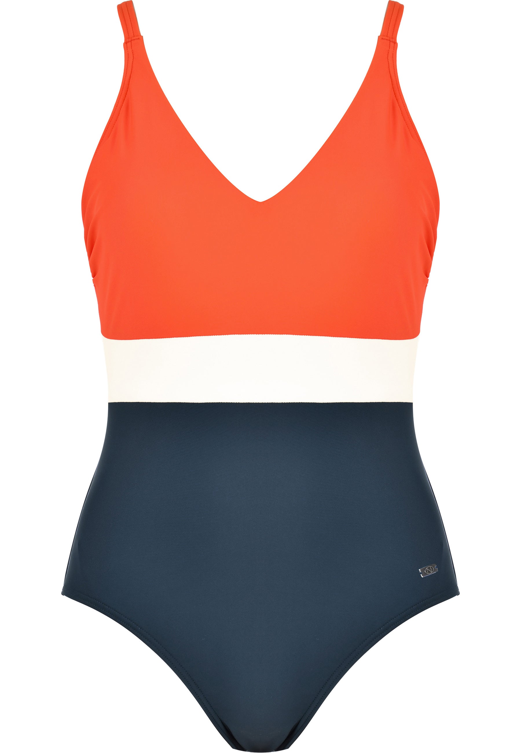 Bathing Suit with Cups - Navy/Red-Orange