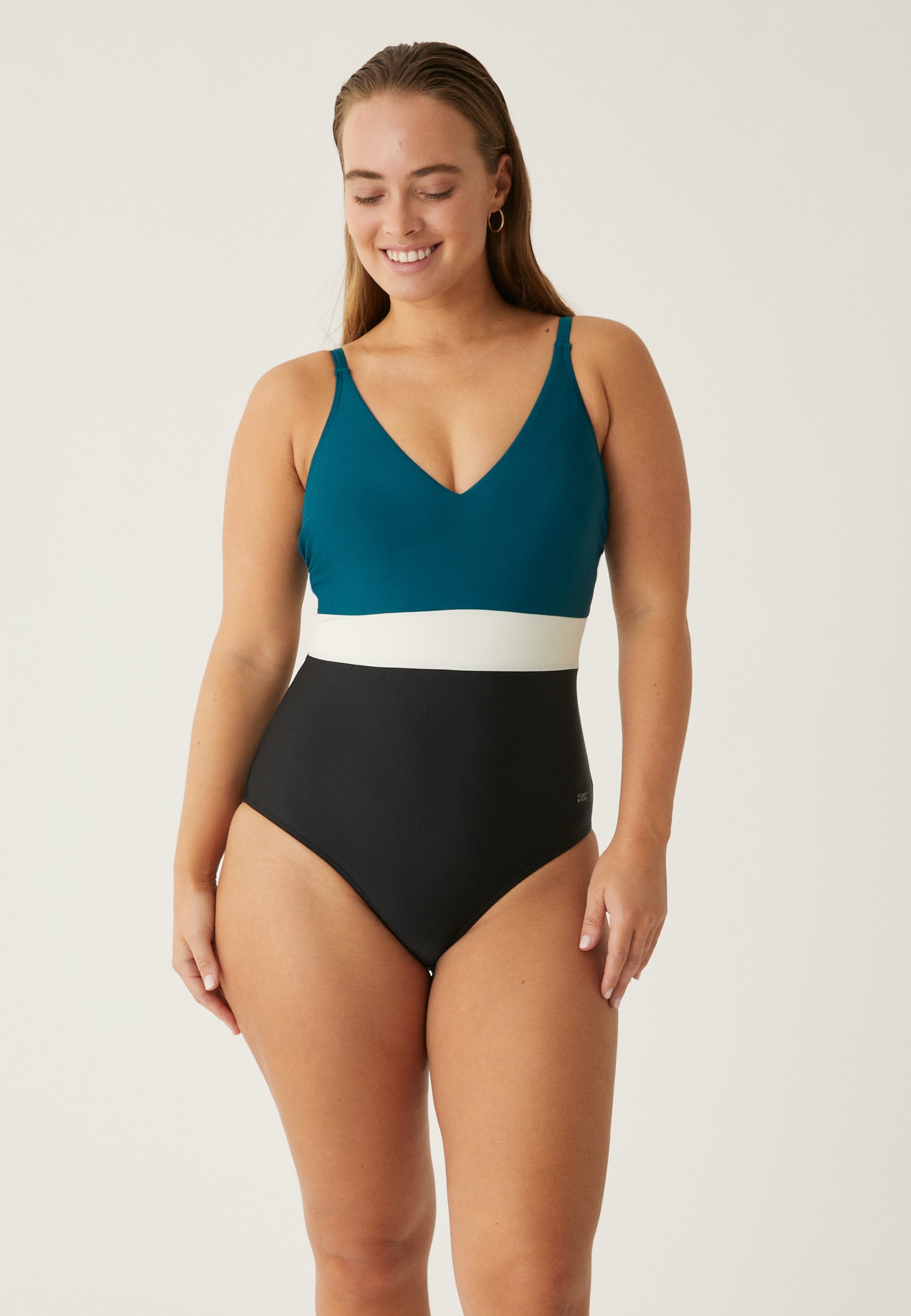 Bathing Suit with Cups - Navy/Petrol